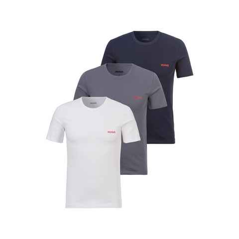 HUGO T-Shirt T-SHIRT RN TRIPLET P 10217251 01 (Packung, 3-tlg., 3er Pack) mit HUGO Logo auf der Brust