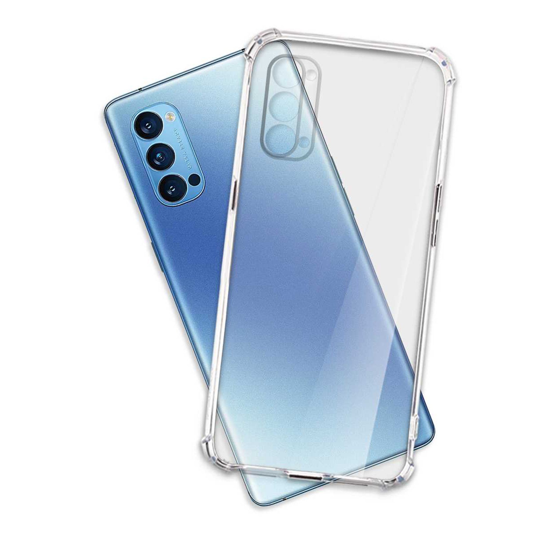 mtb more energy Smartphone-Hülle Clear Armor Case für Oppo Reno4 Pro 5G, Transparente TPU Schutzhülle Case Backcover mit Anti-Shock Verstärkung