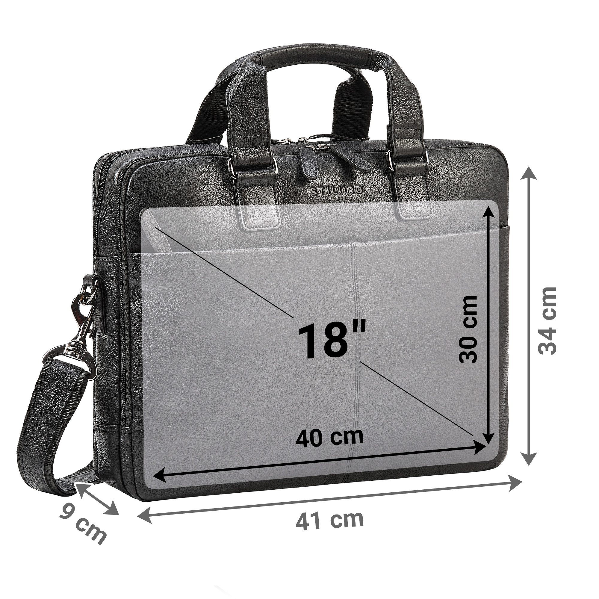 STILORD Laptoptasche "Oslo" Laptoptasche 15.6 - 18 Zoll Herren Leder mit zwei Laptopfächern
