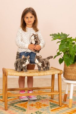 Teddy Hermann® Kuscheltier Katze stehend grau getigert, 20 cm, zum Teil aus recyceltem Material