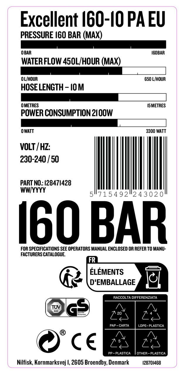 Nilfisk Hochdruckreiniger Nilfisk Hochdruckreiniger Excellent 160-10 PA 2100