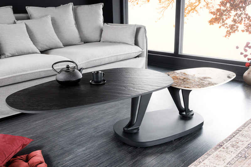riess-ambiente Couchtisch MOVEMENT schwarz / weiß (Einzelartikel, 1-St), Wohnzimmer · Keramik · Naturstein-Design · Metall · drehbar · Modern