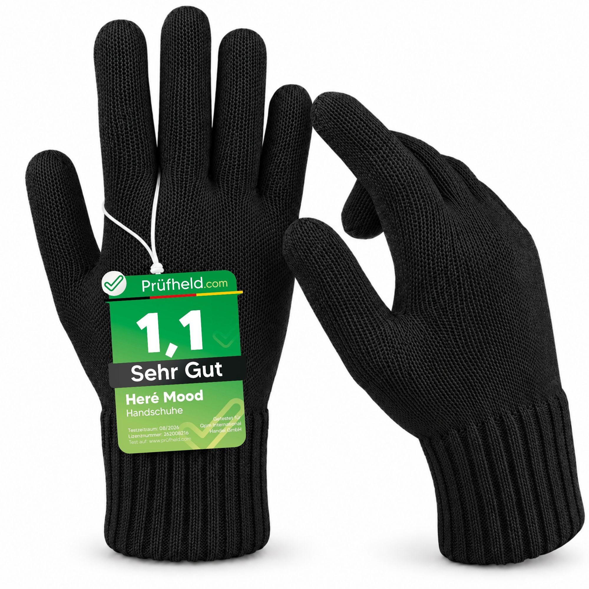 herémood Strickhandschuhe Winterhandschuhe Herren Damen Fahrradhandschuhe Thermo Handschuhe Strickhandschuhe Schwarz, elastische Fingerhandschuhe, Note 1,1