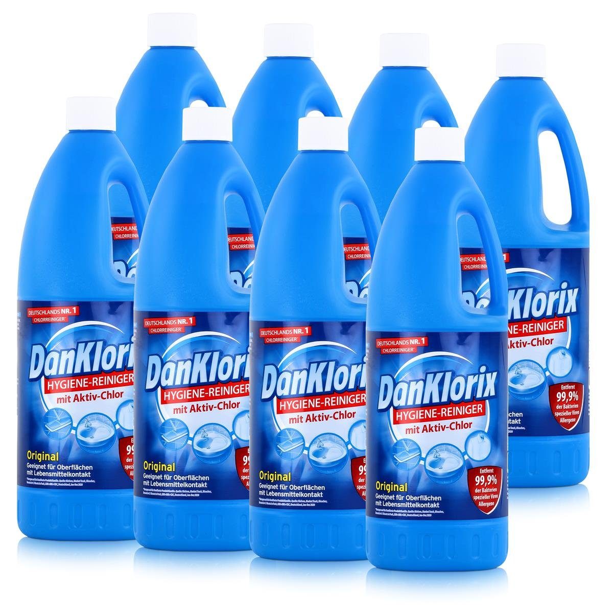 DanKlorix Hygiene-Reiniger 1,5L - Mit Aktiv-Chlor (8er Pack) Allzweckreiniger