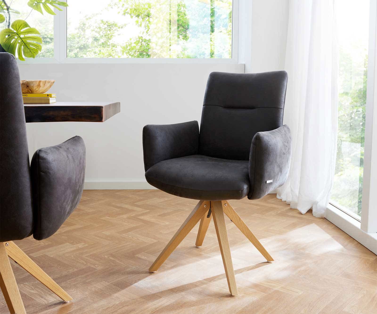 DELIFE Polsterstuhl Jova-Flex, mit Armlehnen Holzgestell günstig online kaufen