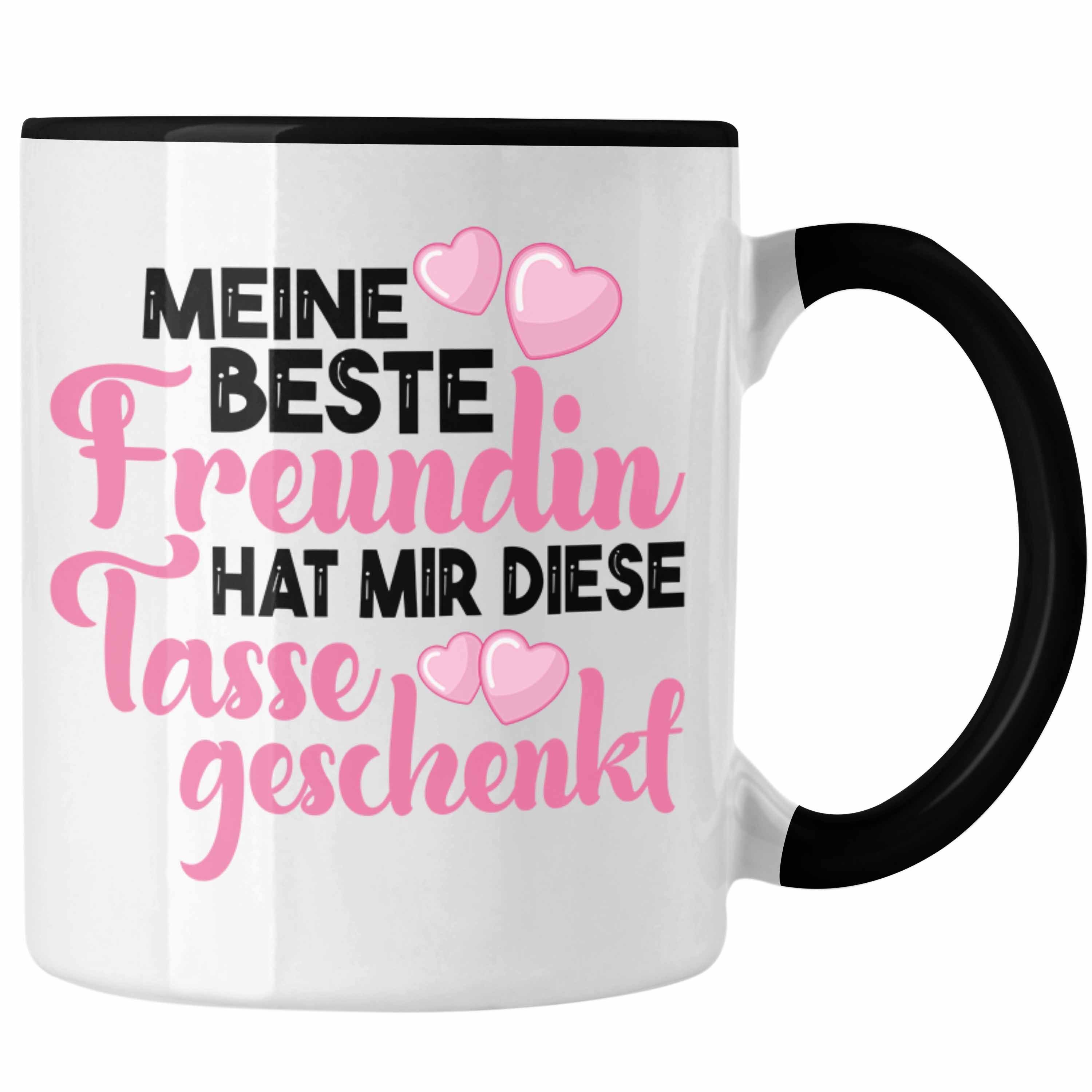 Trendation Tasse Trendation - Unbiologische Schwester Tasse Geschenk Beste Freundin Geburtstag Lustig Freundinnen Spruch Becher Beste Freundinnen Schwarz