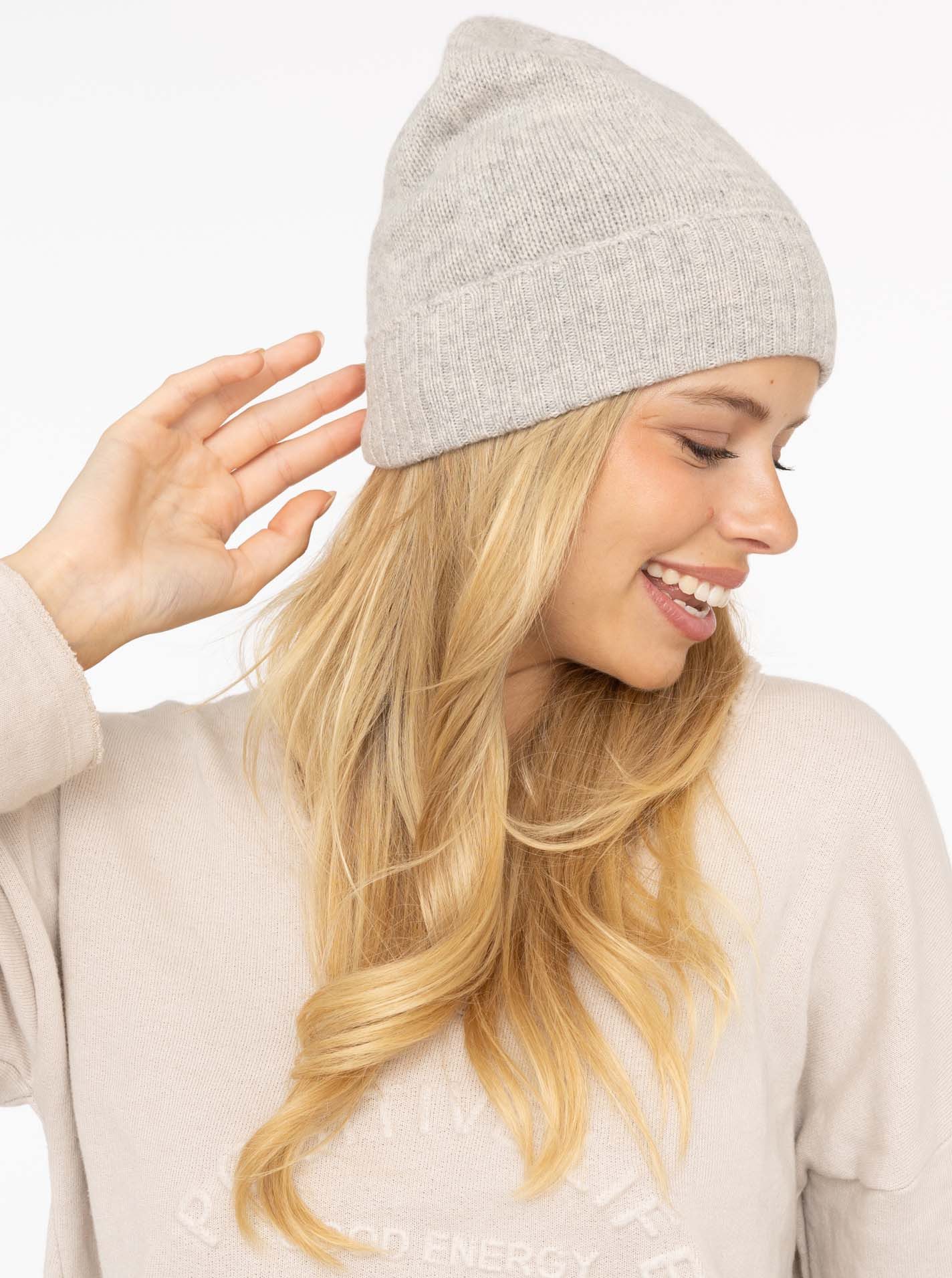 Zwillingsherz Strickmütze Feinstrick, breiter geripptem Umschlag