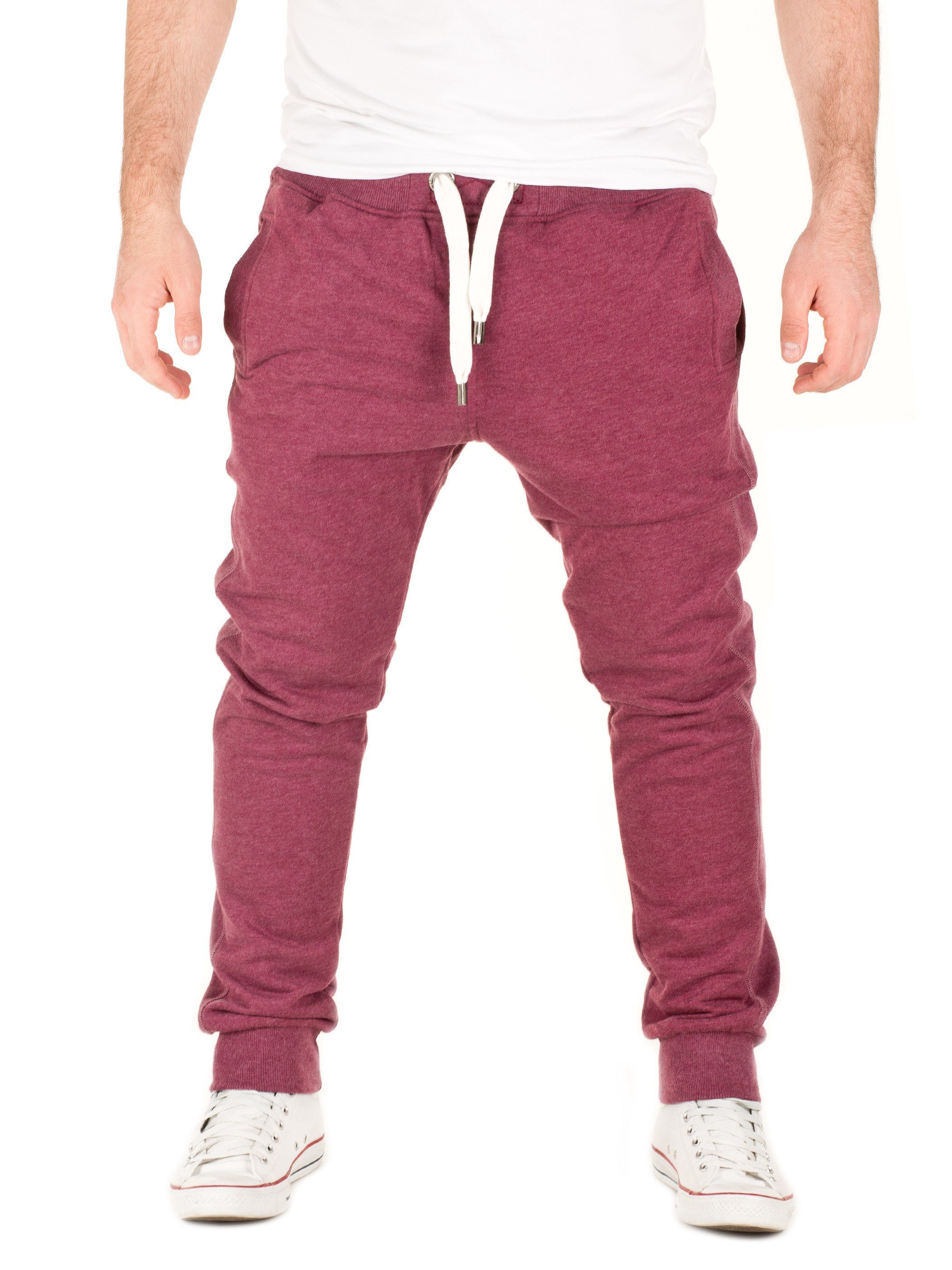 Yazubi Jogginghose Sweatpants Edward mit mit Rot Bund (plum elastischem Unifarbe in Kordelzug 181411) wine