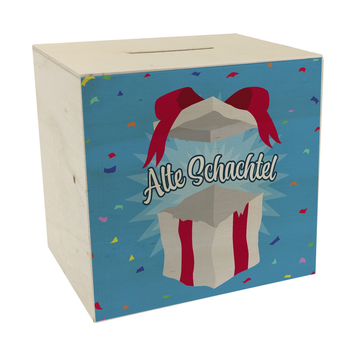 Spardose Alte Schachtel Spardose aus Holz mit Geburtstagsgeschenk-Motiv