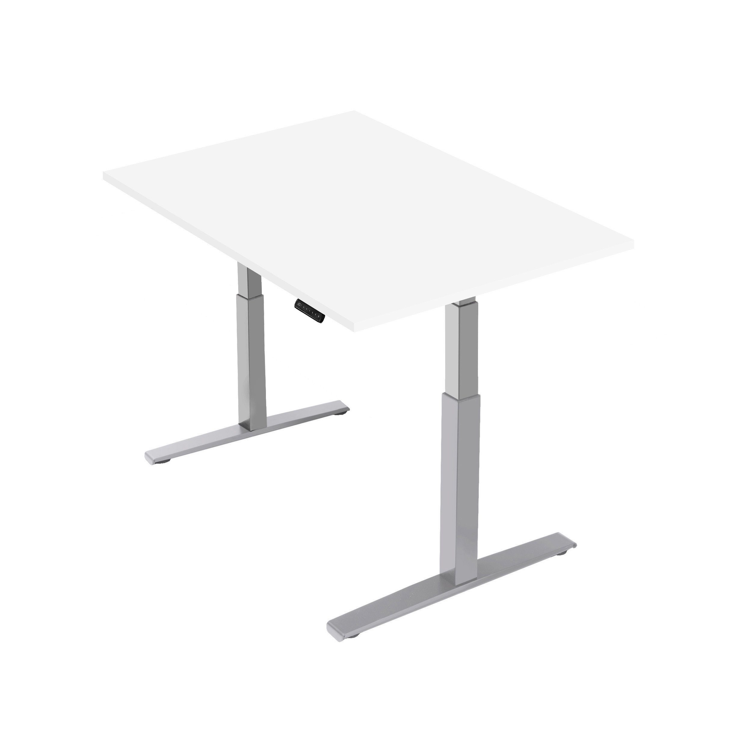 (RAL9010) Silber mm/Sek, cm Tischplatte 120 Silber (RAL9006) Weiß Basic höhenverstellbar 80 x | 80 office® Weiß Schreibtisch boho Line,