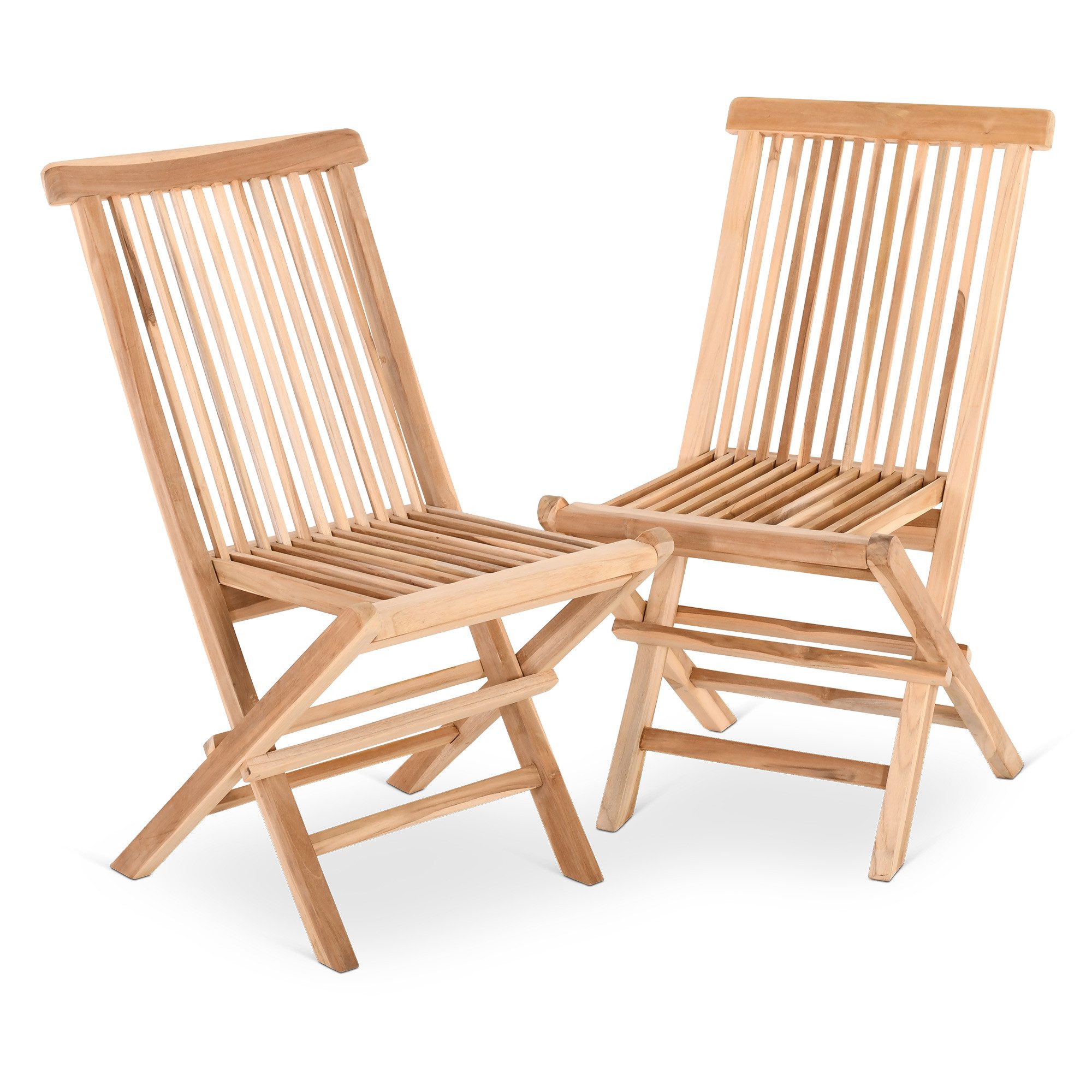 Raburg Gartenstuhl klappbar, Teakholz-Klappstuhl massiv in Natur, Anja (2er-Set), exklusiver Klappmechanismus