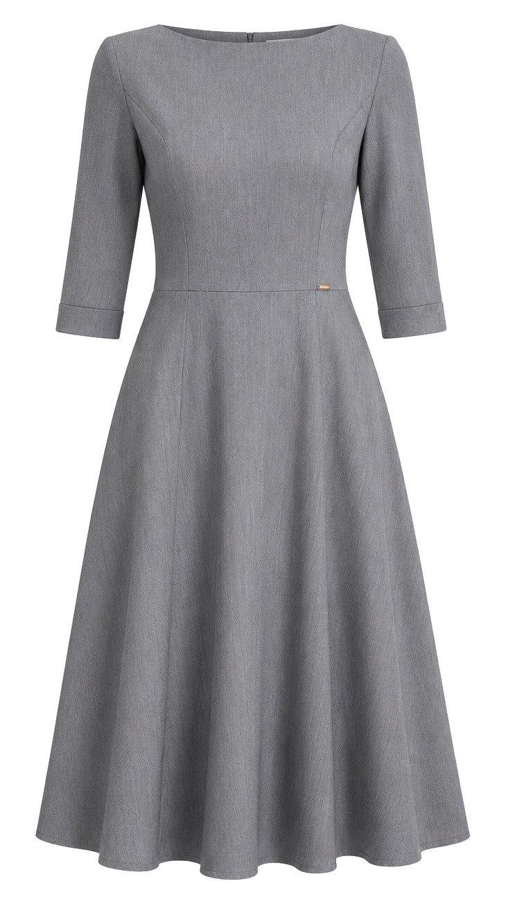 Awama Midikleid mit U-Boot-Ausschnitt und 3/4-Ärmeln