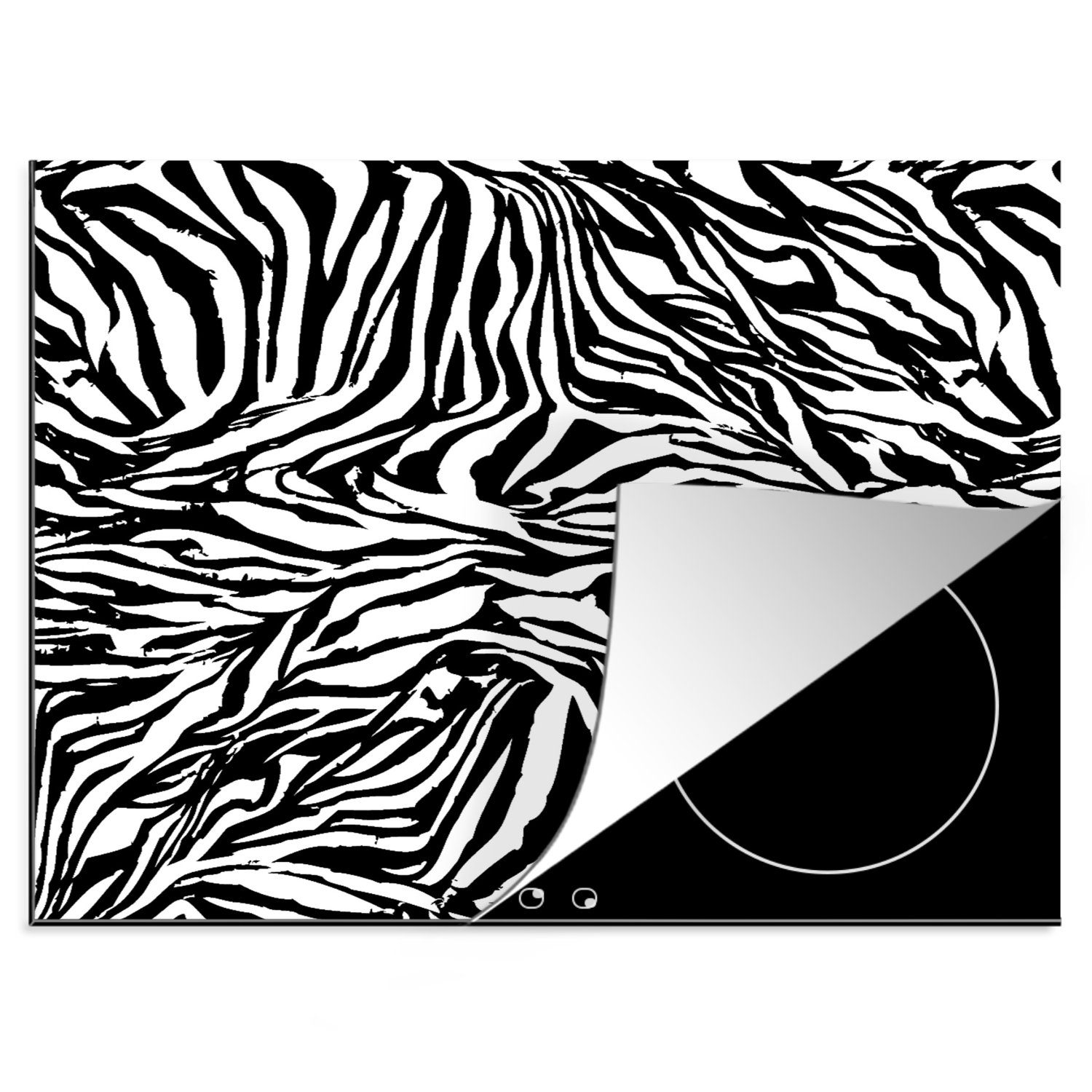 MuchoWow Herdblende-/Abdeckplatte Muster - Zebra - Fell, Vinyl, (1 tlg), 60x52 cm, Mobile Arbeitsfläche nutzbar, Ceranfeldabdeckung