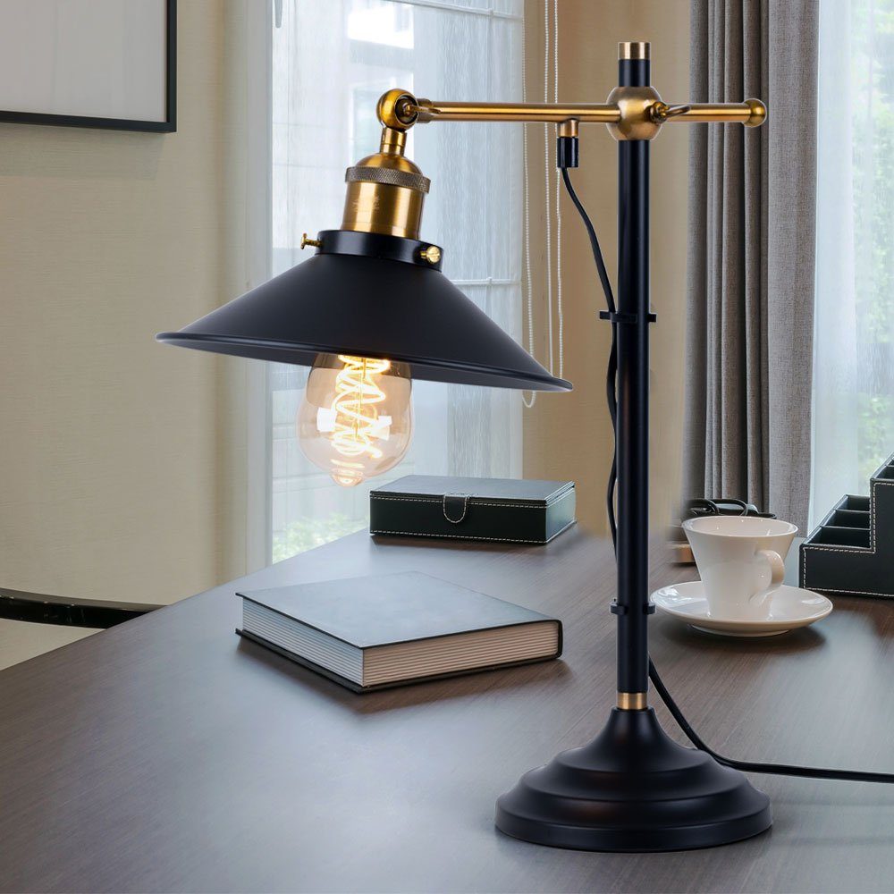 etc-shop Tischleuchte, Vintage höhenverstellbar Wohn Lampe LED Zimmer Tisch