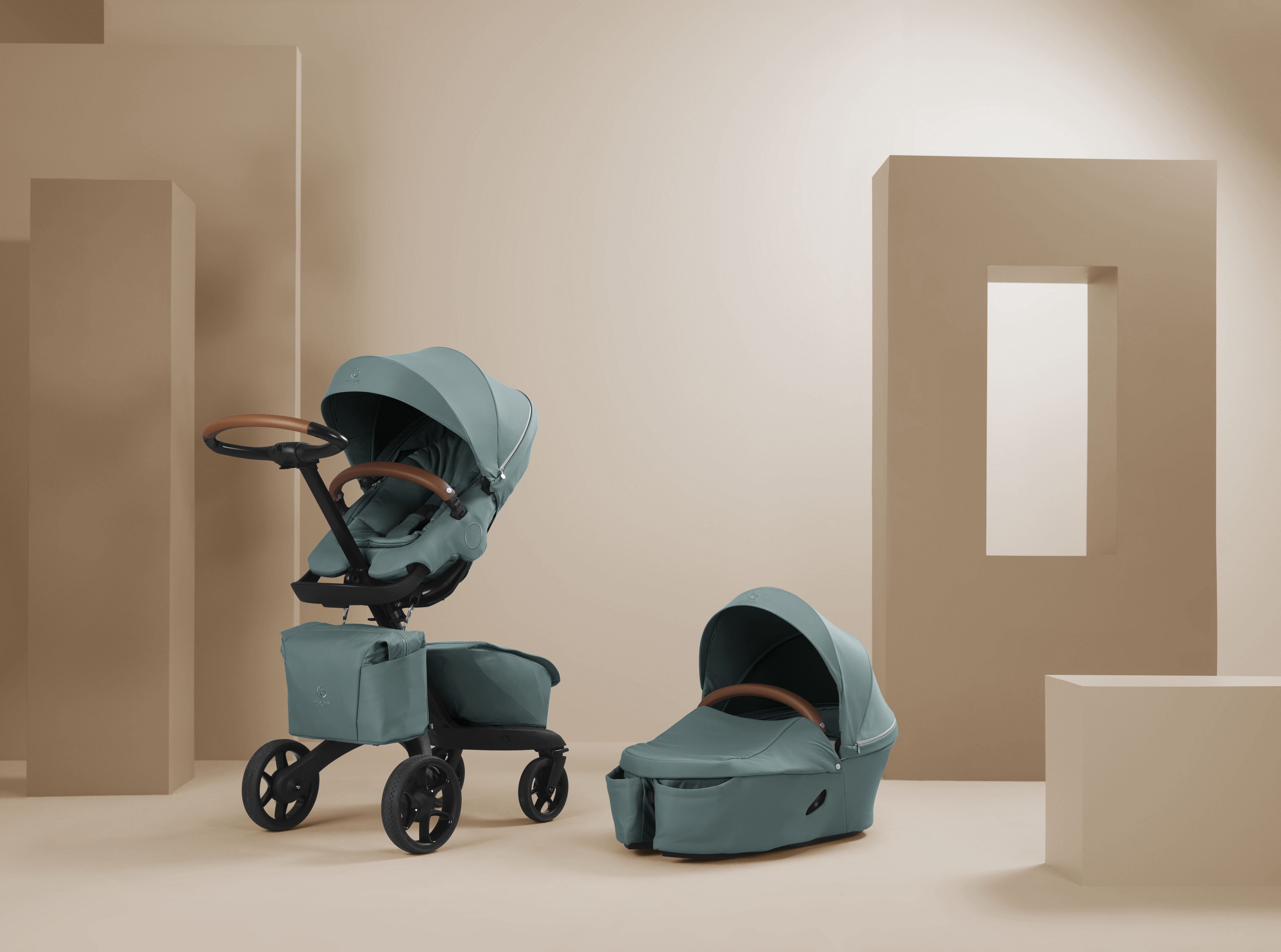 Stokke Kombi-Kinderwagen Xplory® X Kinderwagen im Bundle Set - Babyschale Teal Xplory und Cool eine dazu