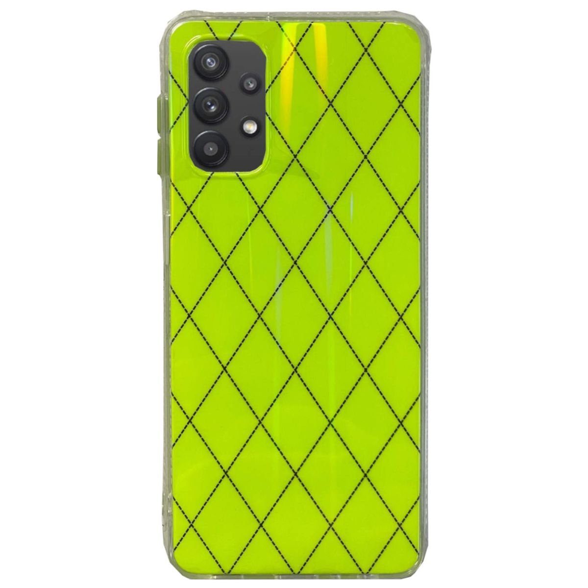 Wigento Handyhülle Für Samsung Galaxy A32 5G Shockproof TPU Rauten Muster Schutz Tasche Hülle Cover Etui Grün