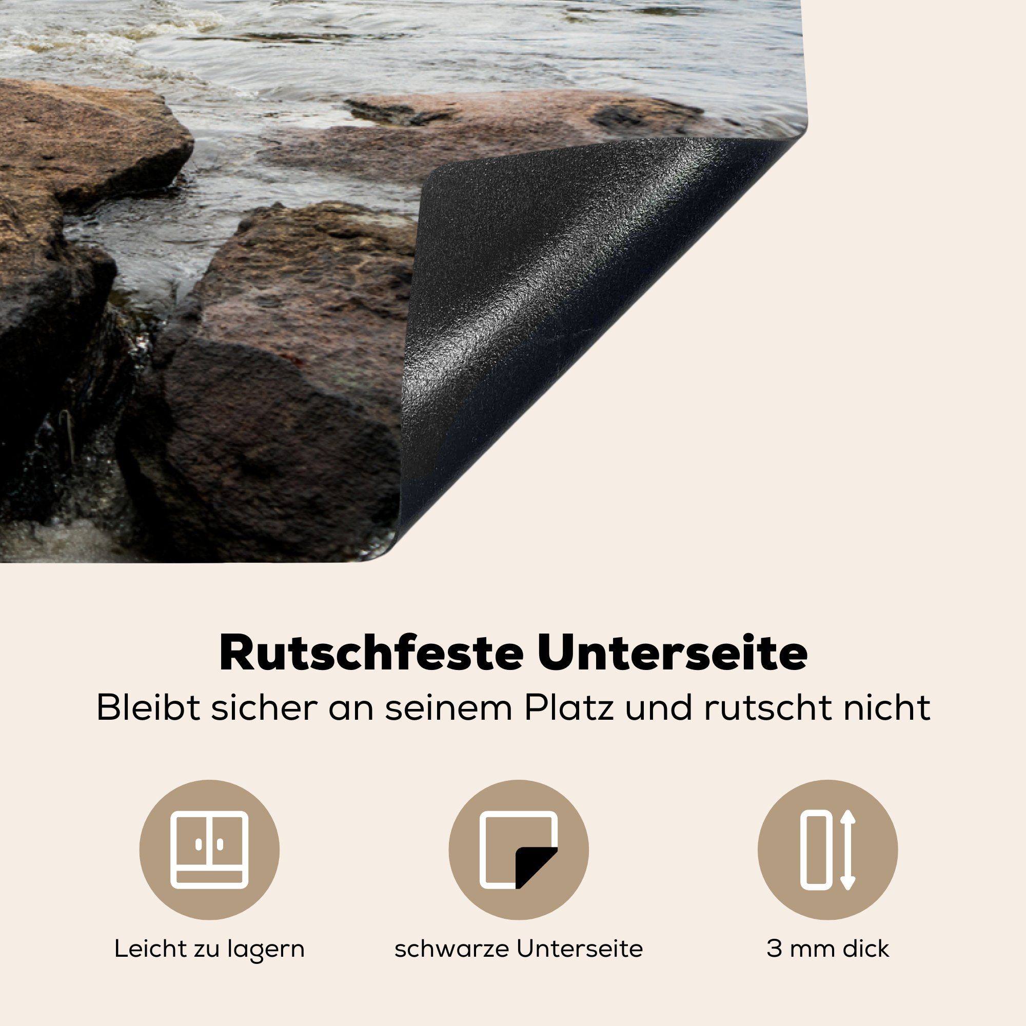 MuchoWow Herdblende-/Abdeckplatte Felsen im Fluss (1 Schutz tlg), 81x52 cm, küche, Ceranfeldabdeckung für Vinyl, die Induktionskochfeld von Suriname