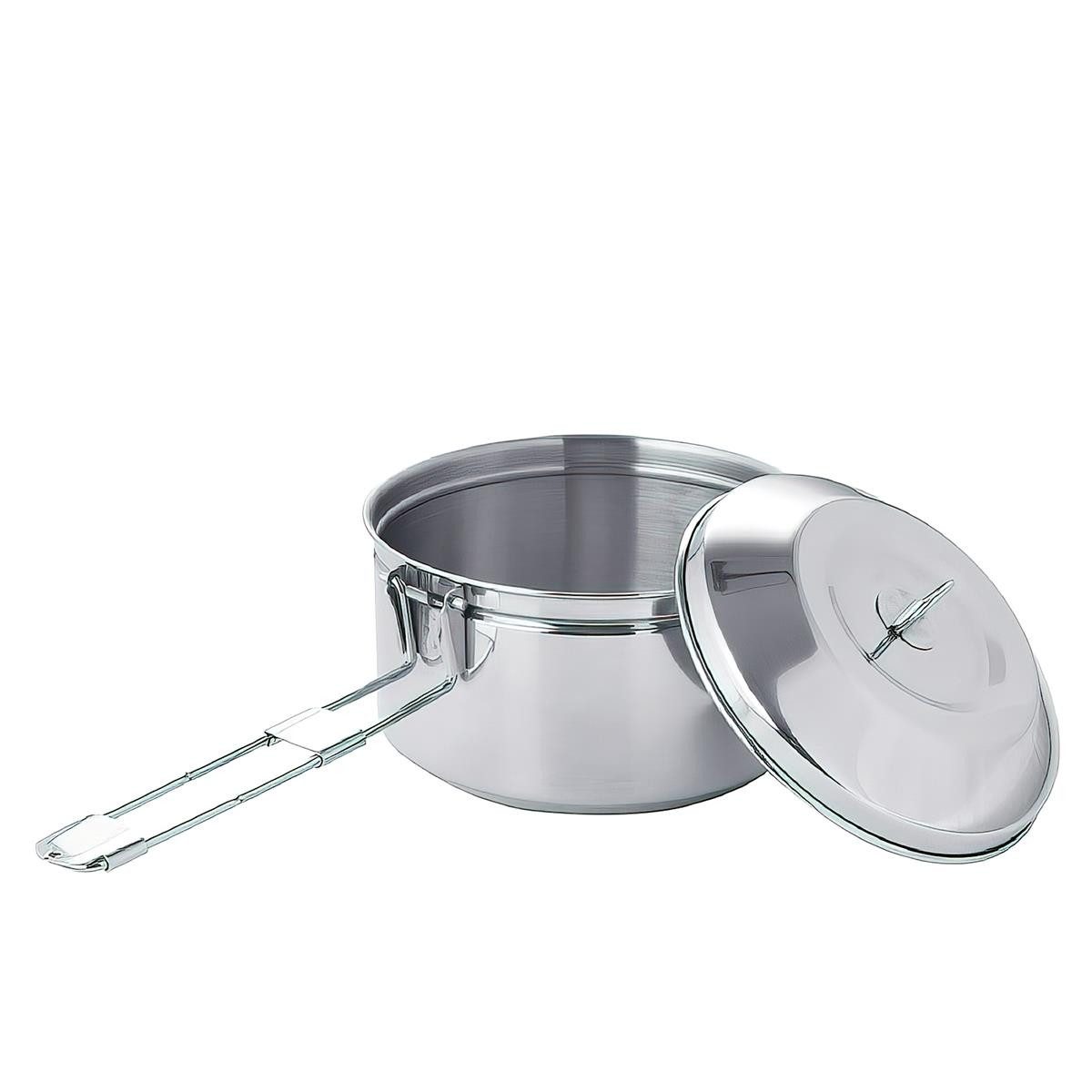 FireMaple Grilltopf Edelstahl Topf 1L, robust, leicht, klappbarer Griff, Camping, Edelstahl (Einzeln, 1-tlg., 1 Edelstahltopf mit klappbarem Griff), 1 Liter, 402 g, klappbarer Griff, Edelstahl