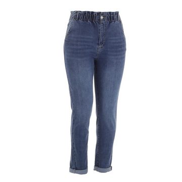 Ital-Design Stretch-Jeans Damen Freizeit Used-Look Stretch High Waist Jeans in Blau