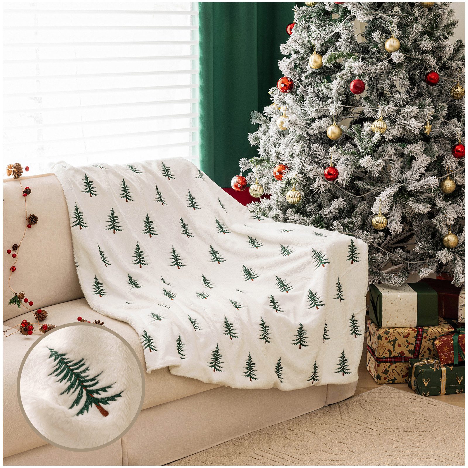 Wohndecke Shaggy Decke Stickerei Weihnachtsbaum Babydecke,Zotteliges günstig online kaufen