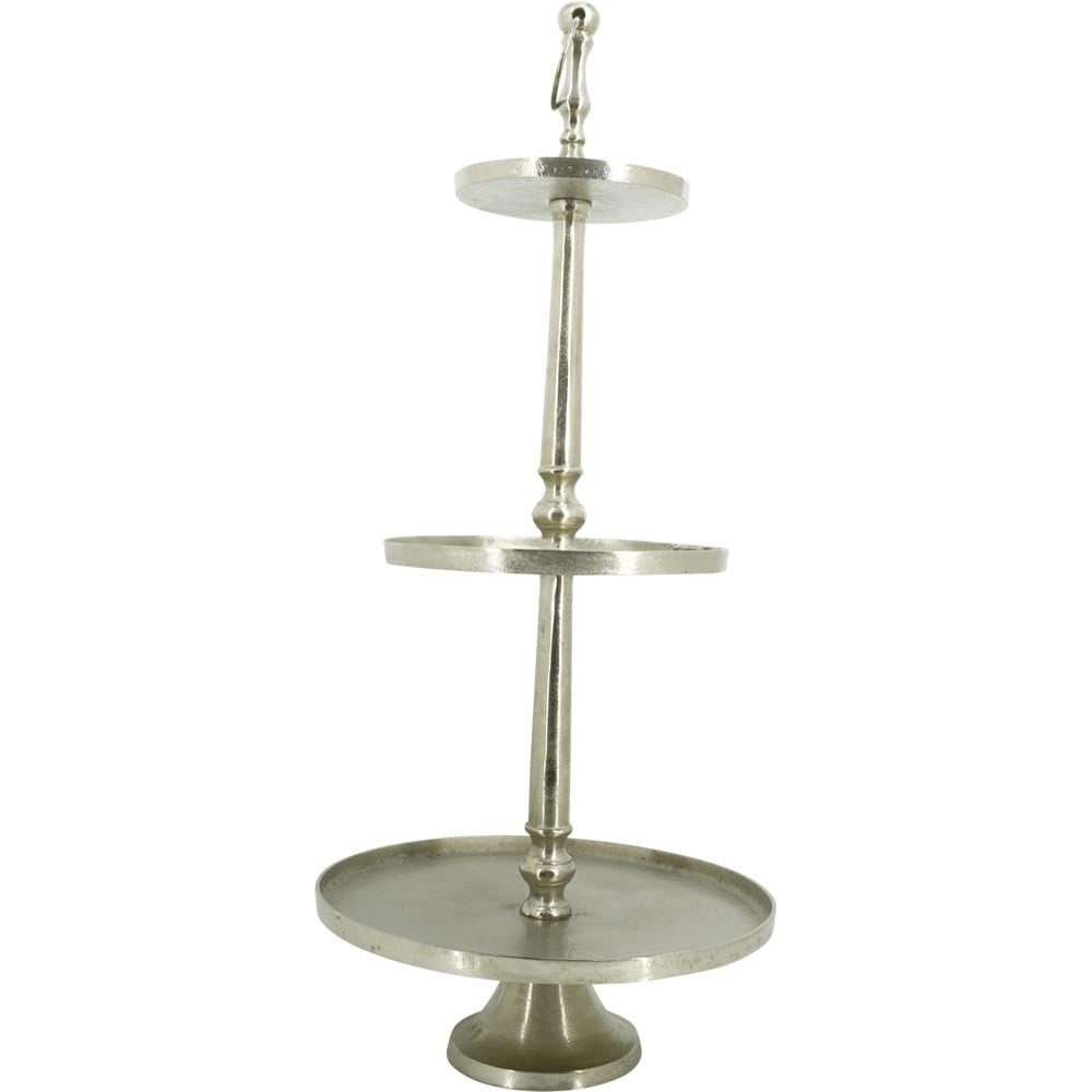 Lesli Living Dekoetagere Etagere BRUSH 3 Etagen Aluminium Nickel gebürstet ø41x89cm