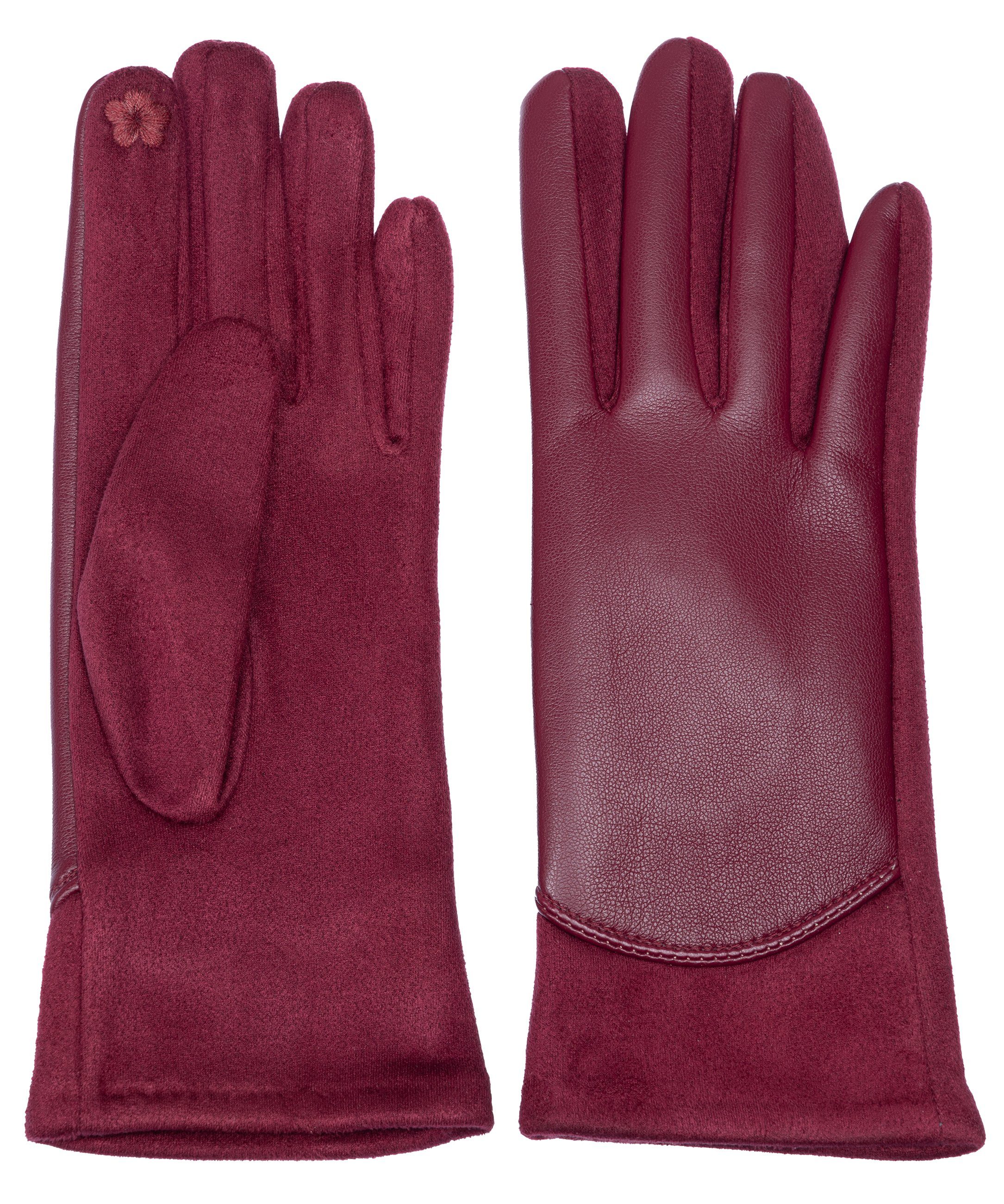 Caspar Strickhandschuhe GLV016 klassisch Damen elegante uni weinrot Handschuhe