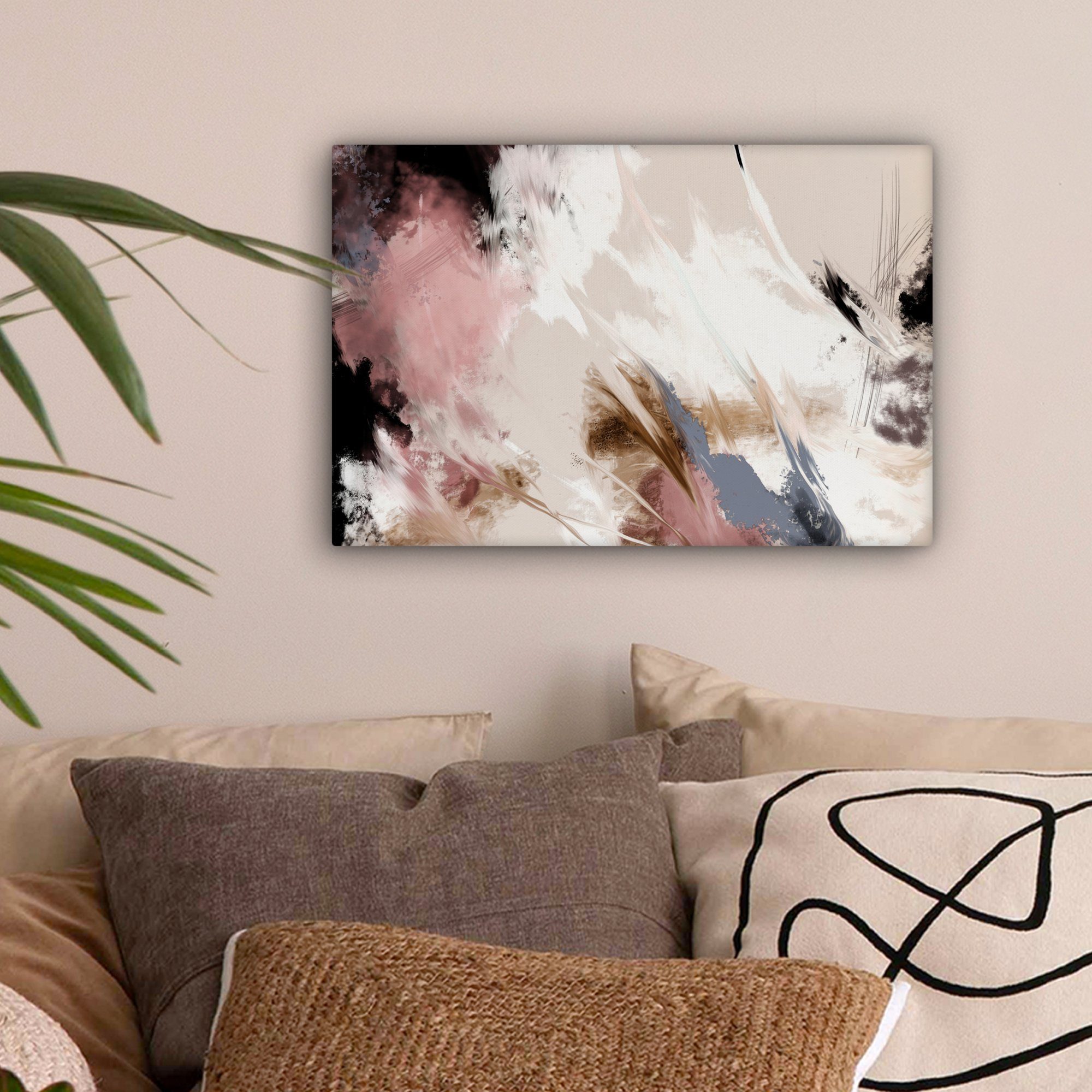 OneMillionCanvasses® Leinwandbild Farbe - Abstrakt - Rosa - Weiß, Fotodruck günstig online kaufen