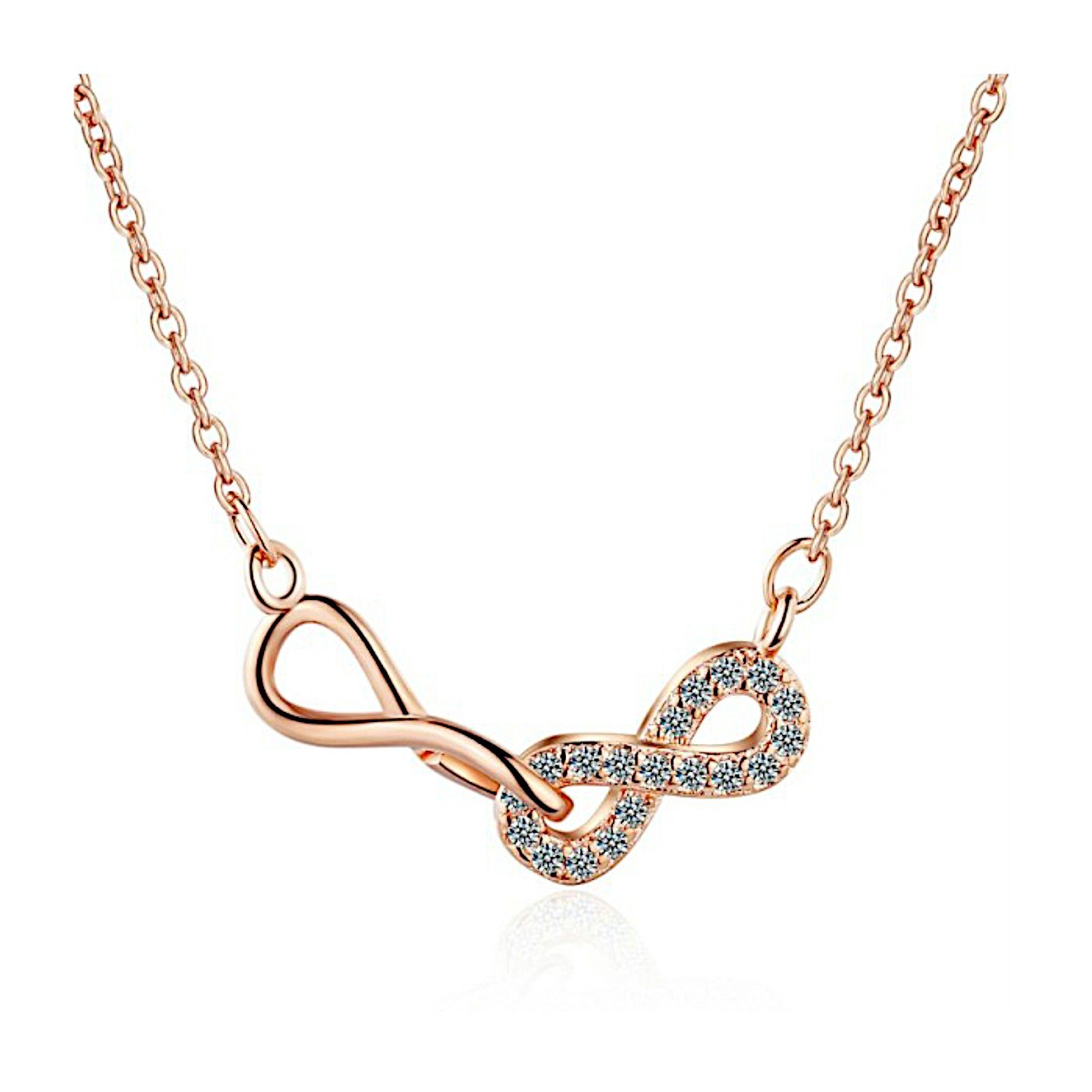 Ditz Kette Infinity mit Halskette Zirkonia Frauen Ringen Rosegold, Geschenk mit Damen Anhängern Anhänger Liebe Freundschaft Ideen
