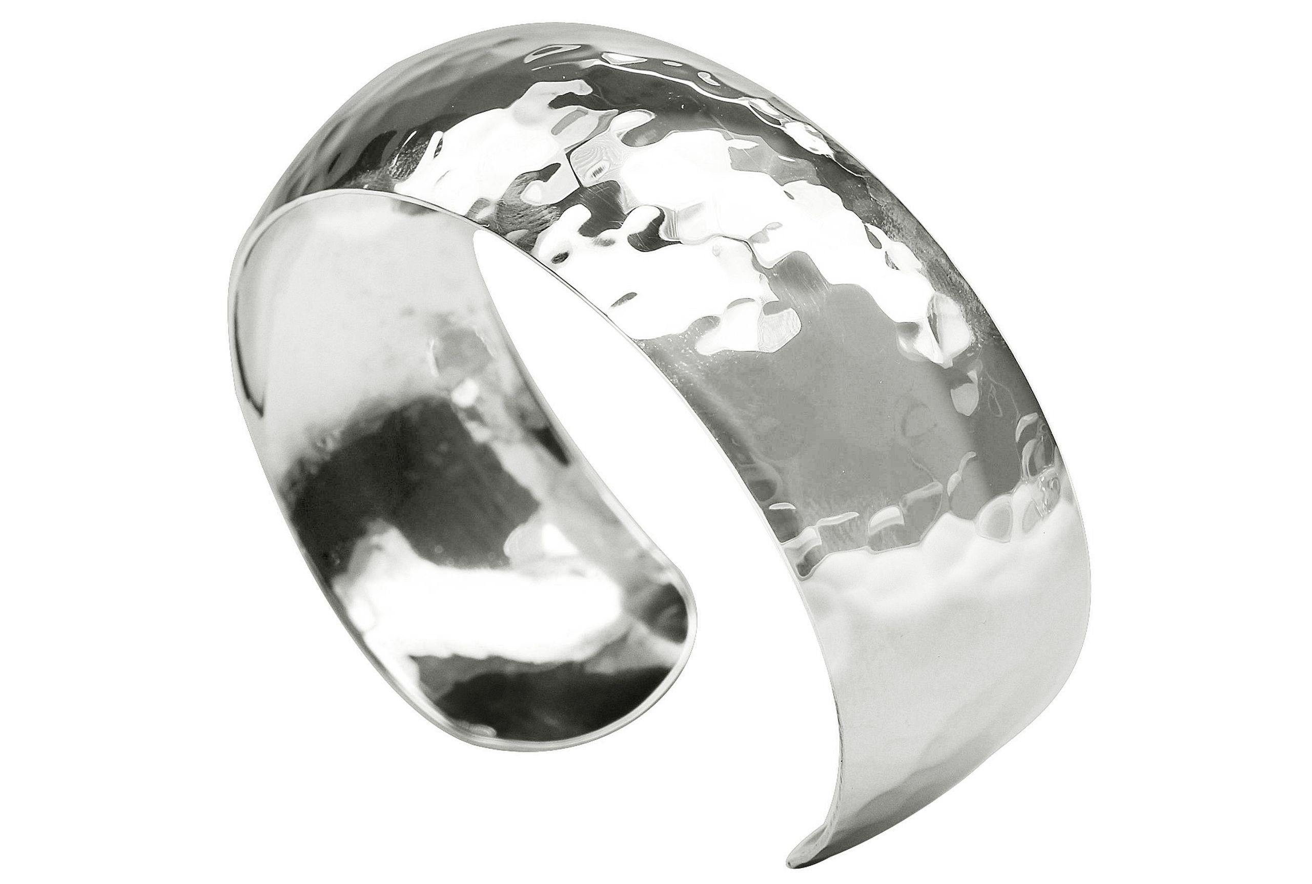 SILBERMOOS Armreif Klassischer Gehämmerter Armreif, 925 Sterling Silber