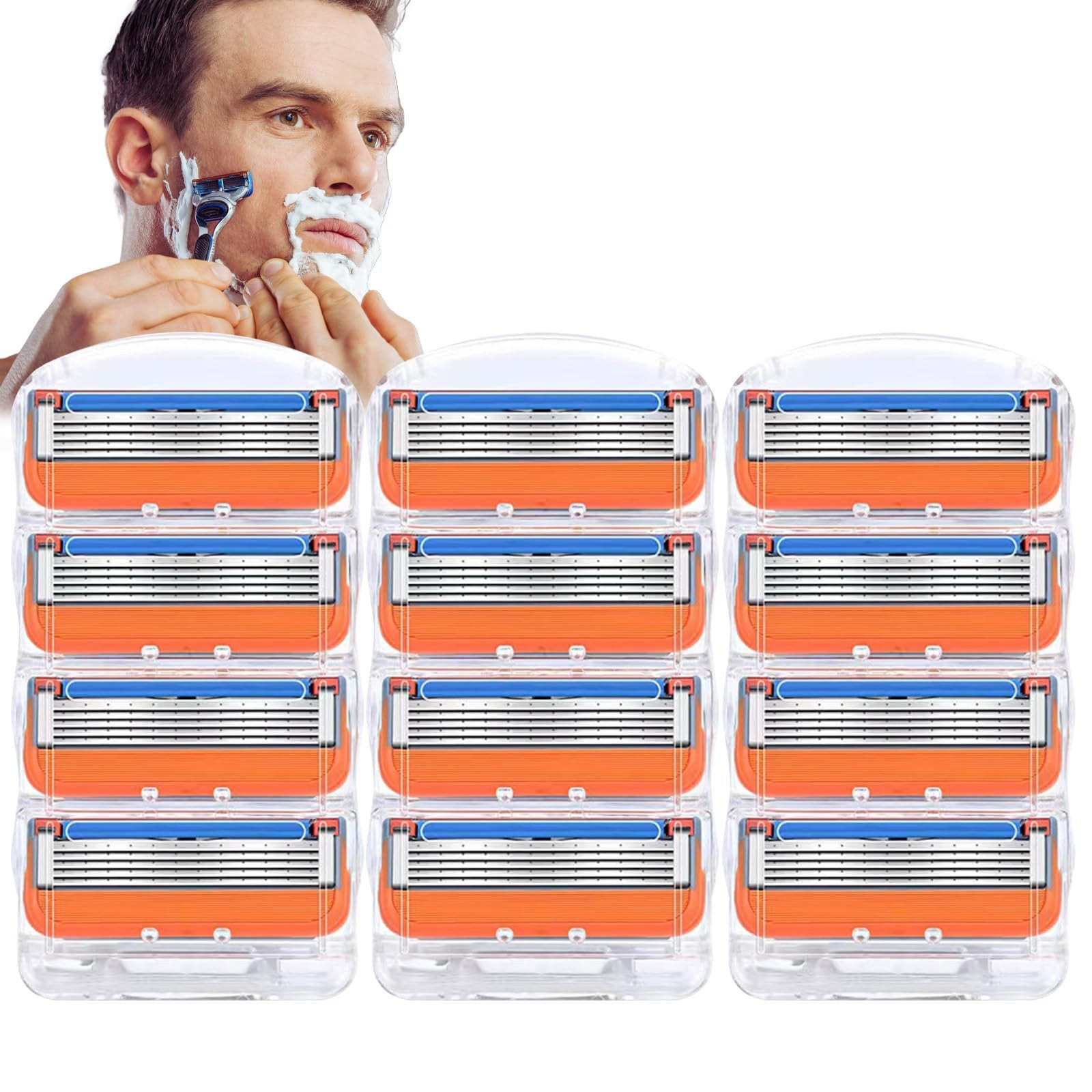yhroo Rasierklingen Für Gillette Fusion 5 Orange Fünfschichtklinge, 12-tlg., Nagelneue Scherköpfe, Rasierklingen-Nachfüllpackung mit 12 Stück