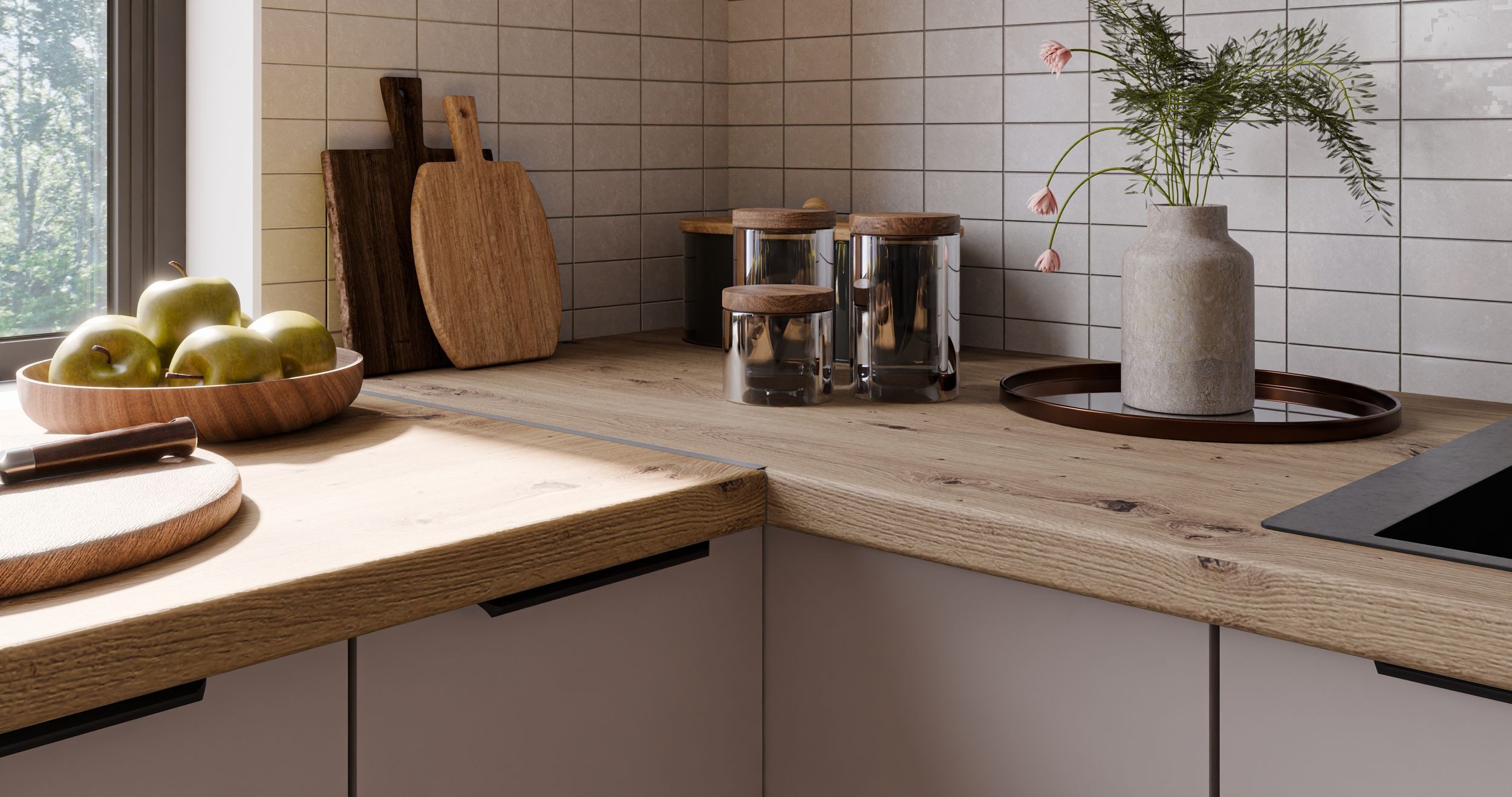 Küchen-Preisbombe Winkelküche SOLANO 290x350 cm Küchenzeile Küchenblock Küche Kaschmir beige Artisan