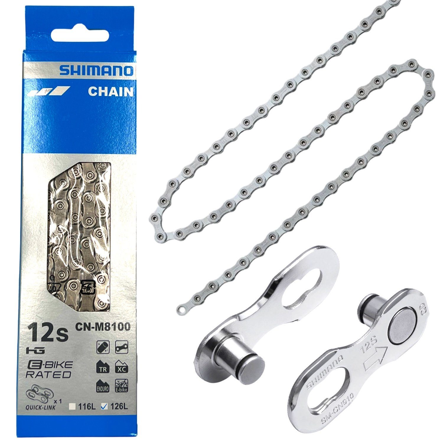 Shimano Fahrradkurbel Shimano Fahrrad Kette XT CN-M8100 126 Glieder 12-fach
