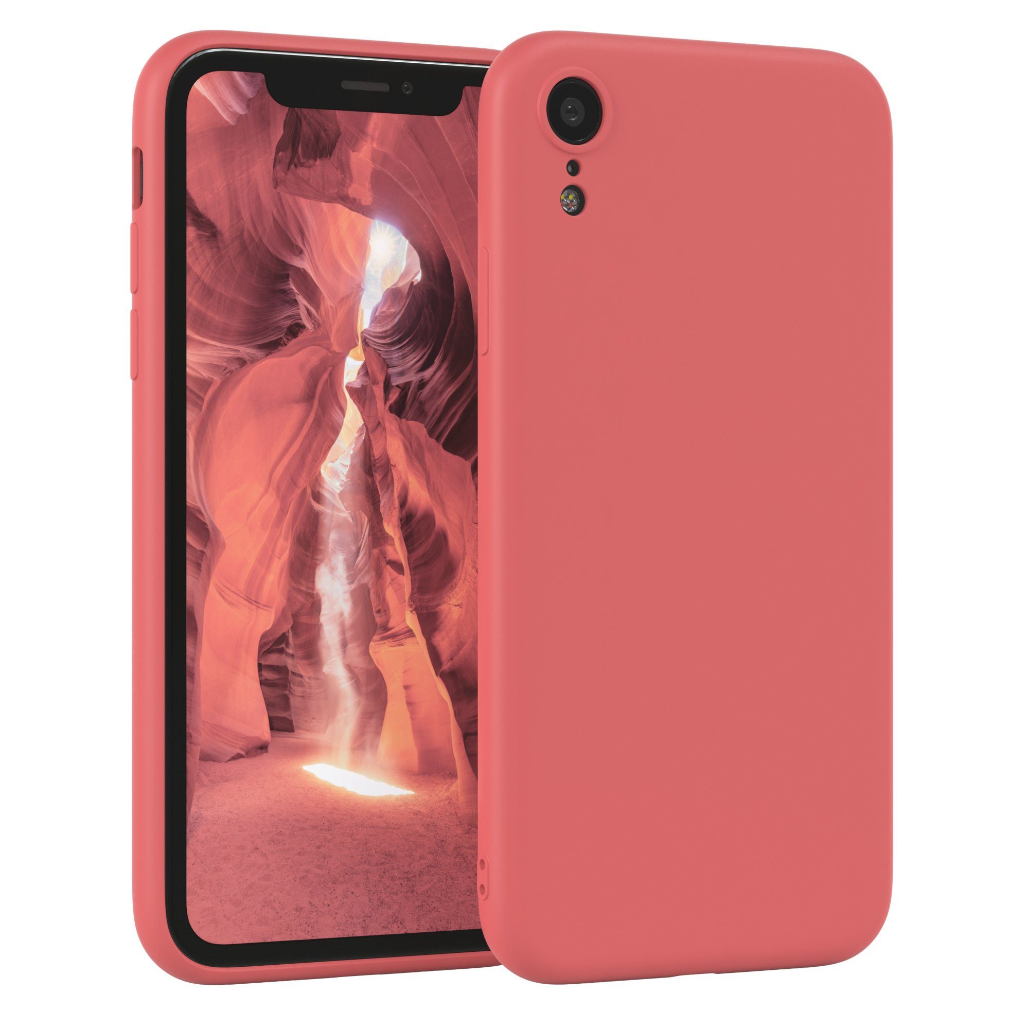 EAZY CASE Handyhülle TPU Hülle für Apple iPhone XR 6,1 Zoll, Schutzhülle mit Kameraschutz stoßfest telefonhülle Matt Rot / Hellrot