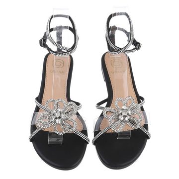 Ital-Design Damen Abendschuhe Party & Clubwear Sandalette Blockabsatz Riemchensandalen in Schwarz