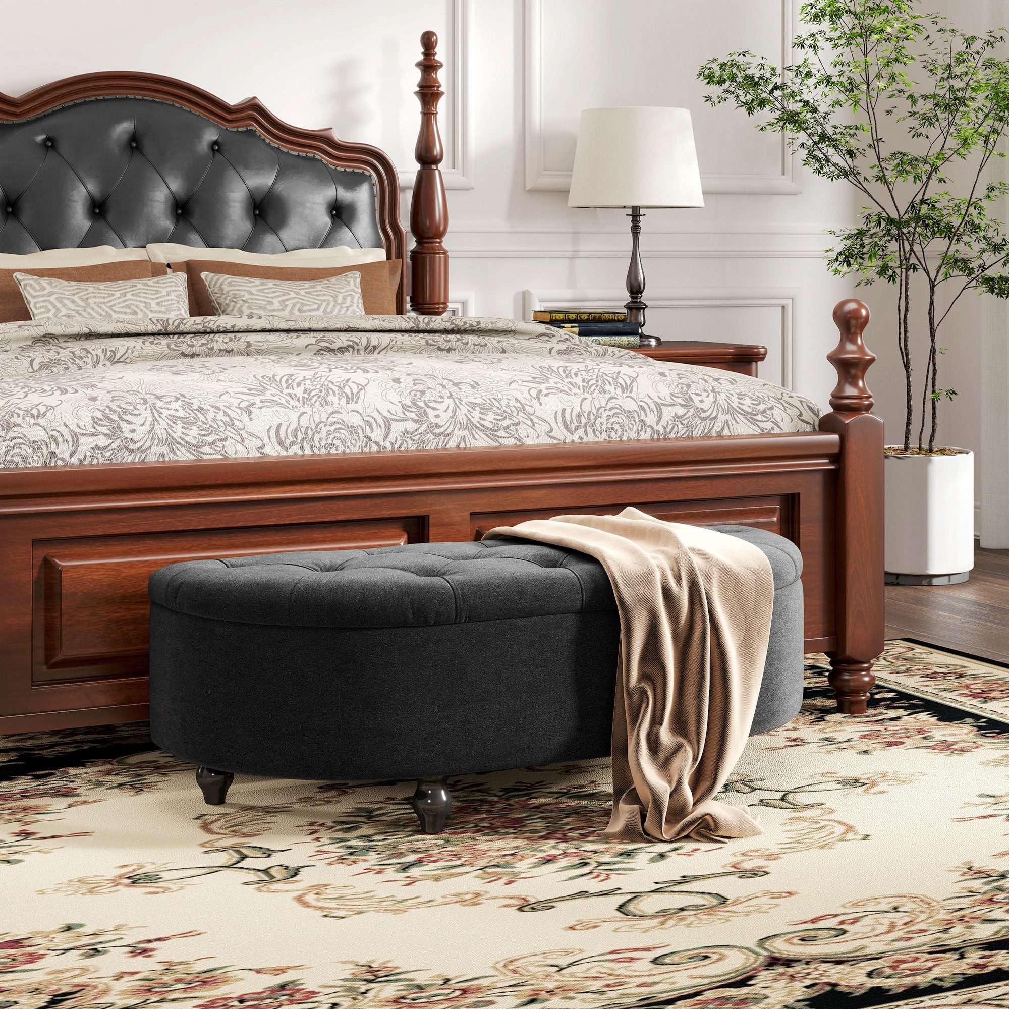 HOMCOM Sitzbank mit geöffnetem Deckel, Velvet-Touch (Bank, 1-St., Hocker), günstig online kaufen