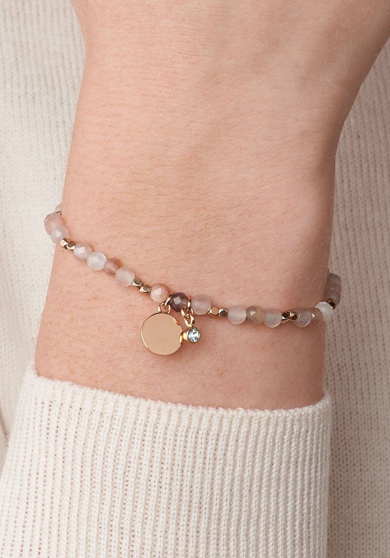 Fossil Armband Schmuck Geschenk Metall Armkette MOTIFS, mit Glasstein, Mondstein