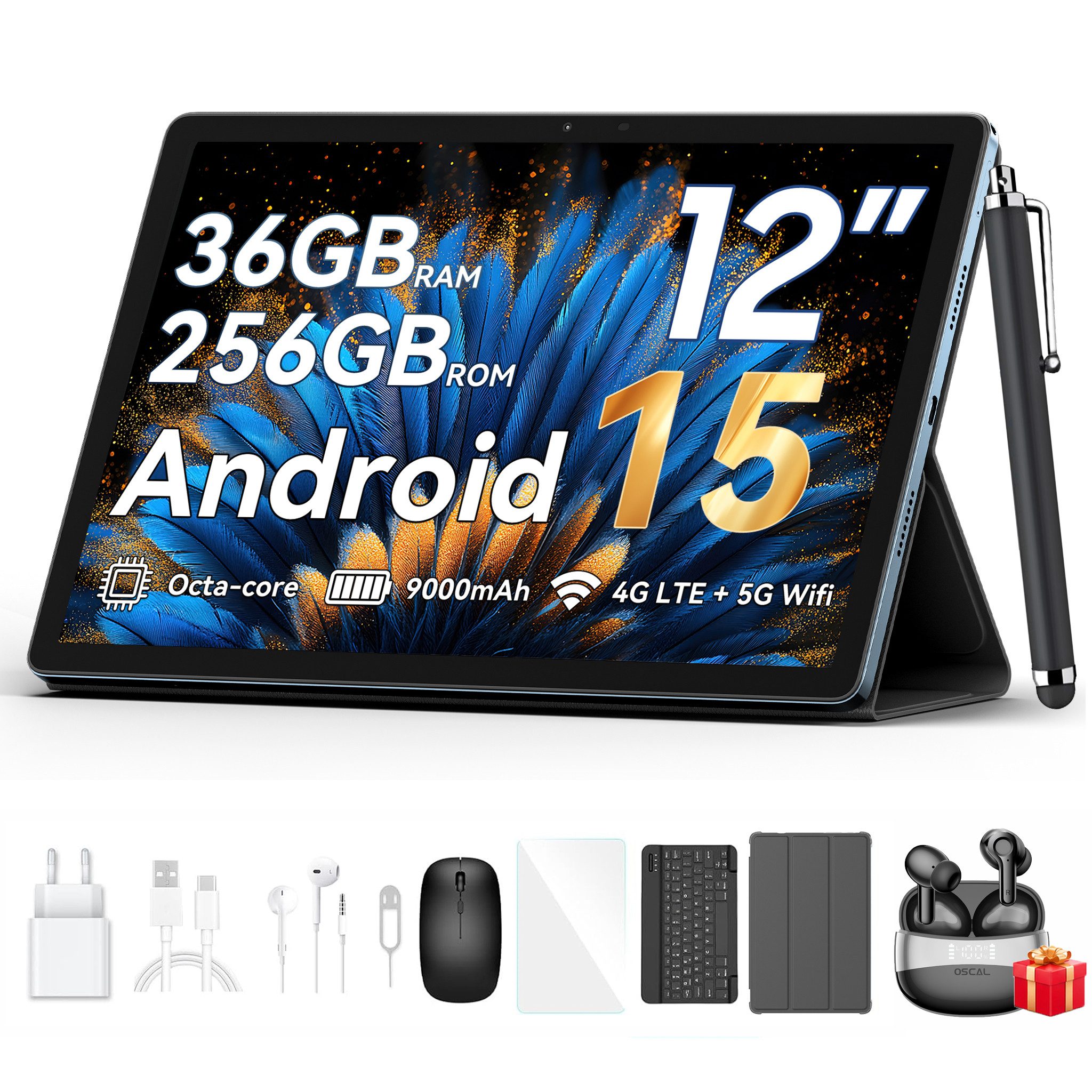 blackview 12,1 " Mega2 Android 15 4G LTE 2,4K 8GB/12GB+256GB Tablet (12", 256 GB, Android 15, 4G (LTE), 2.4K FHD, 9000mAh, PC-Modus 2,0, Octa-Core)