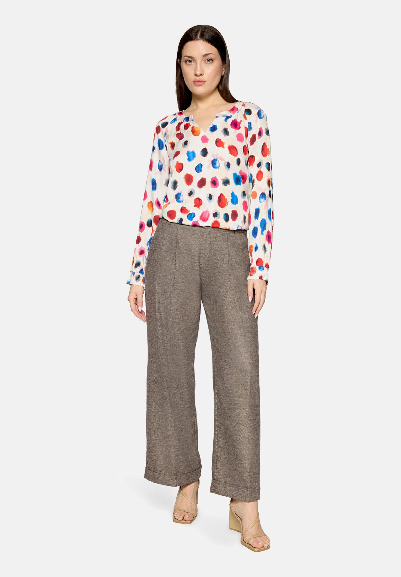 Cartoon Schlupfbluse Damen mit Raffung