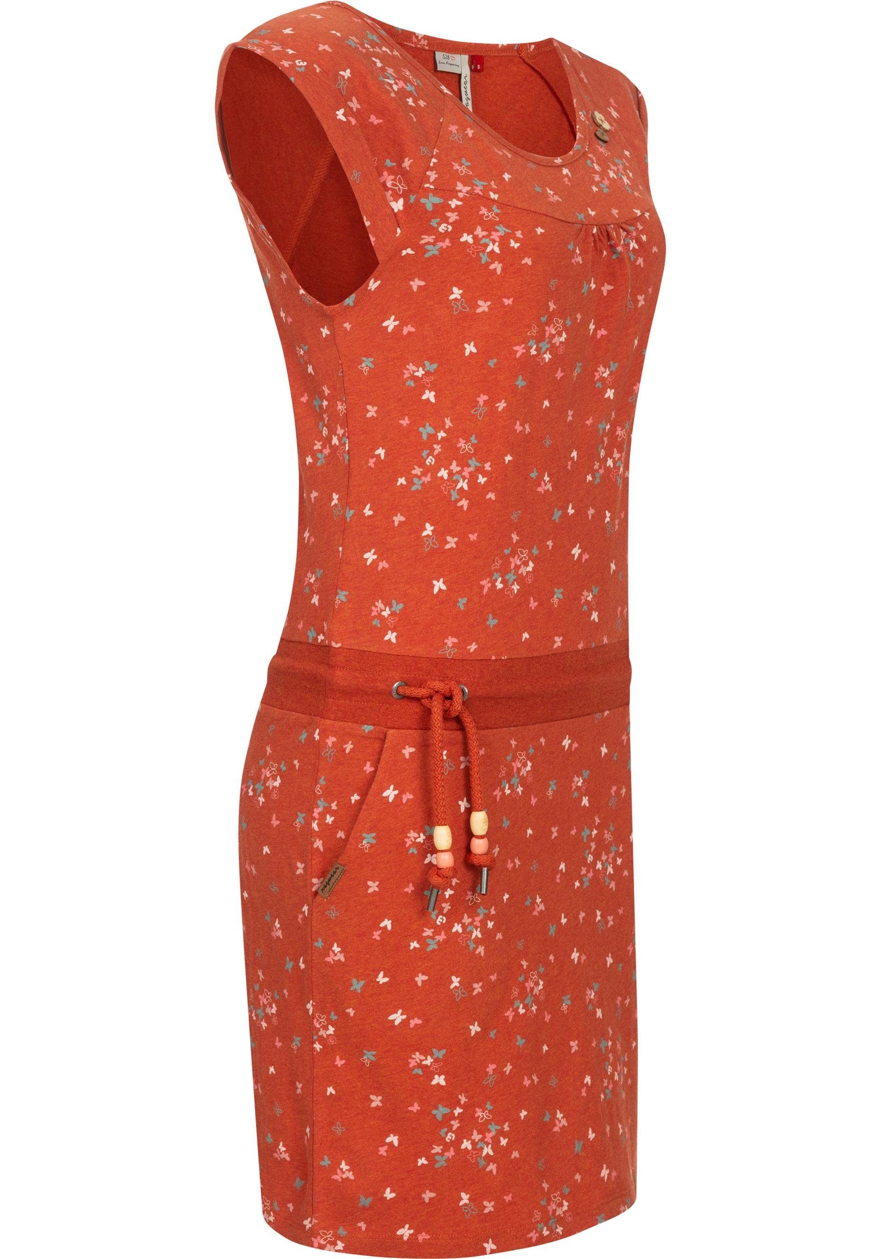 Print Kleid mit terrakotta Ragwear leichtes Baumwoll Penelope Sommerkleid