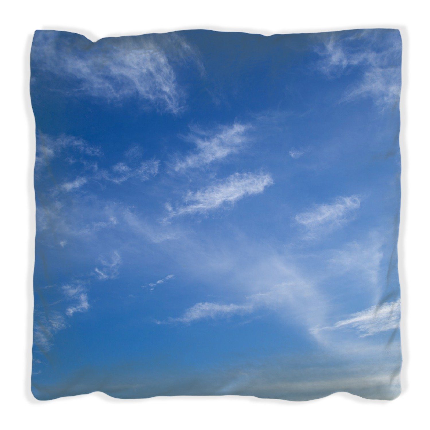 Wallario Dekokissen Blauer Himmel mit vereinzelten Wolken, handgenäht