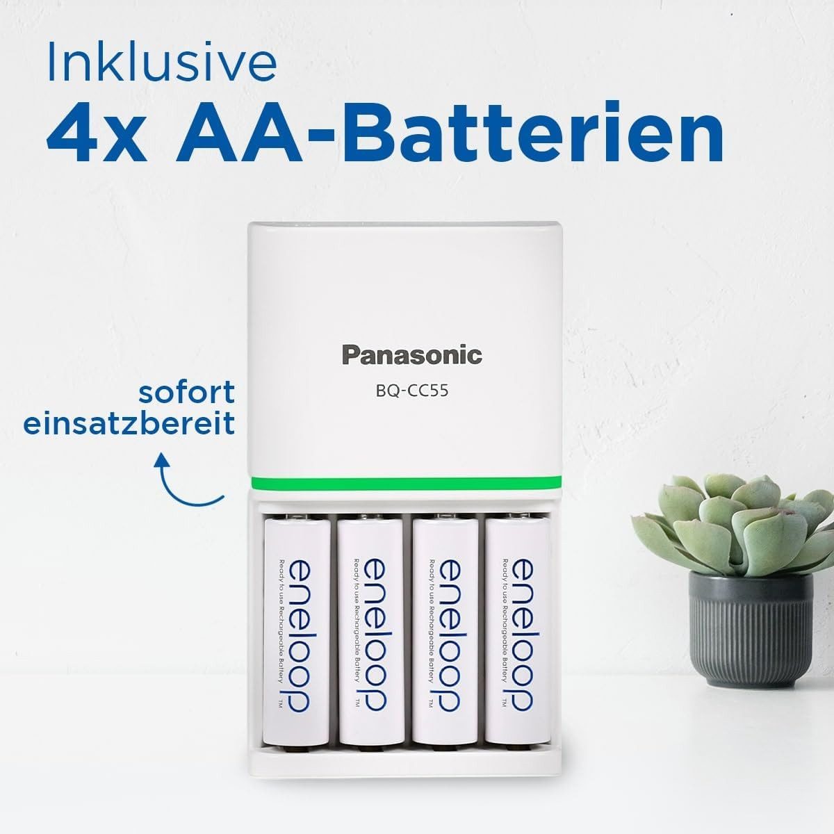 eneloop Set mit AAA Akkus 800 mAh – wiederaufladbare Batterien, vorgeladen Batterie-Ladegerät (Set)