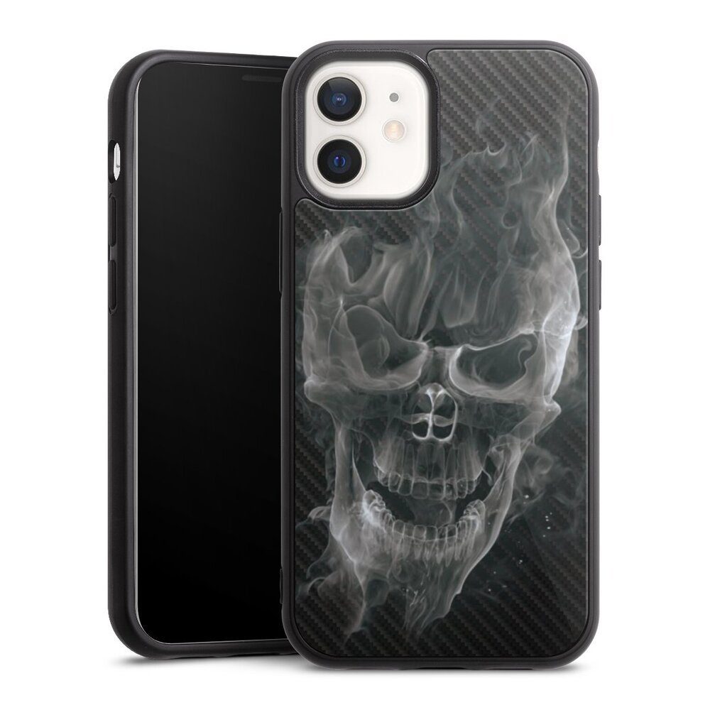 Handyhülle Totenkopf Schädel Carbon Smoke Skull Carbon