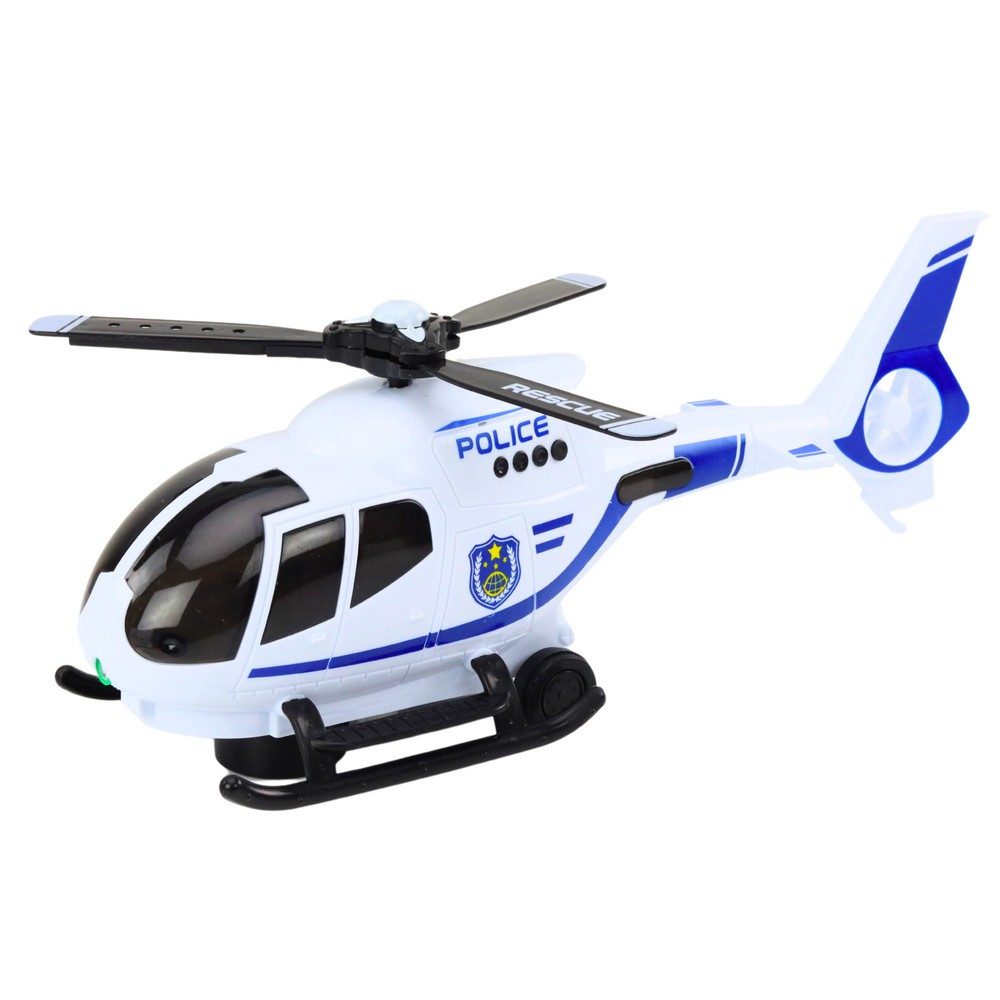 LEAN TOYS Spielzeug-Hubschrauber Polizeihelikopter Rettungshubschrauber Kinderspielzeug, (Spar-Set, 1-tlg., 34 x 21 x 15 cm leuchtend), Licht- & Klangeffekte, Hinderniserkennung, Fahrfunktion