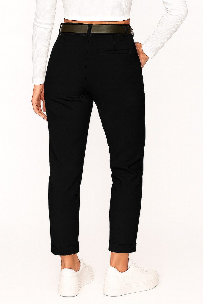 Kendindza Collection Stretch-Hose Damen Hose Stretch mit Gürtel Stoffhose Damen elegant lang Elastisch Chinohose Damen