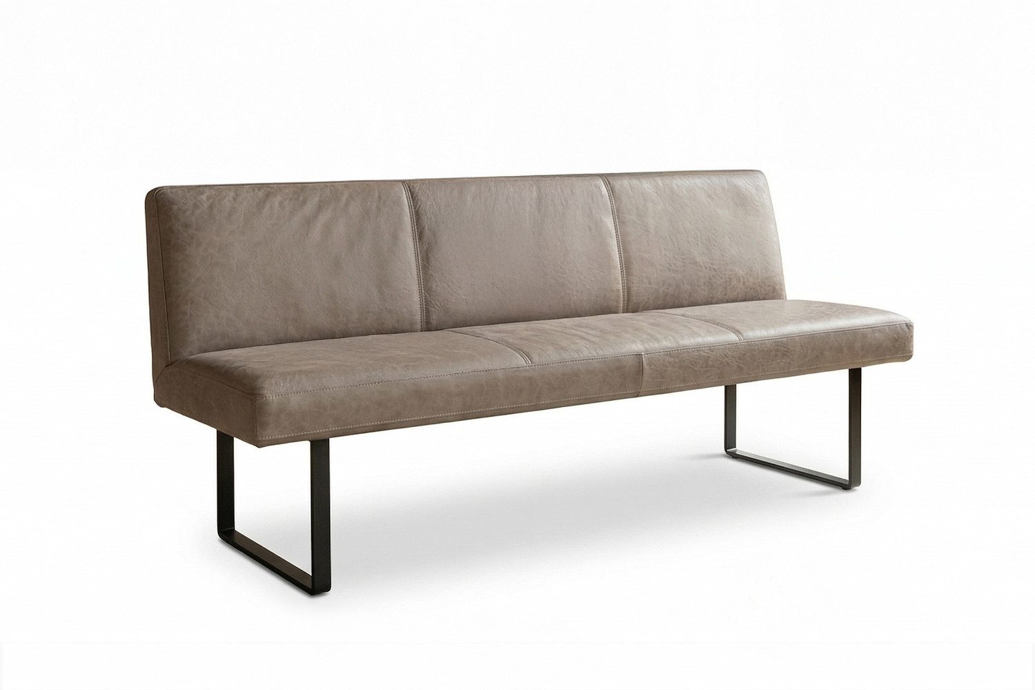 KAWOLA Sitzbank ELEEN Esszimmerbank Leder pigmentiert – modernes Design, 223 cm Breite, hoher Sitzkomfort, Metallgestell schwarz