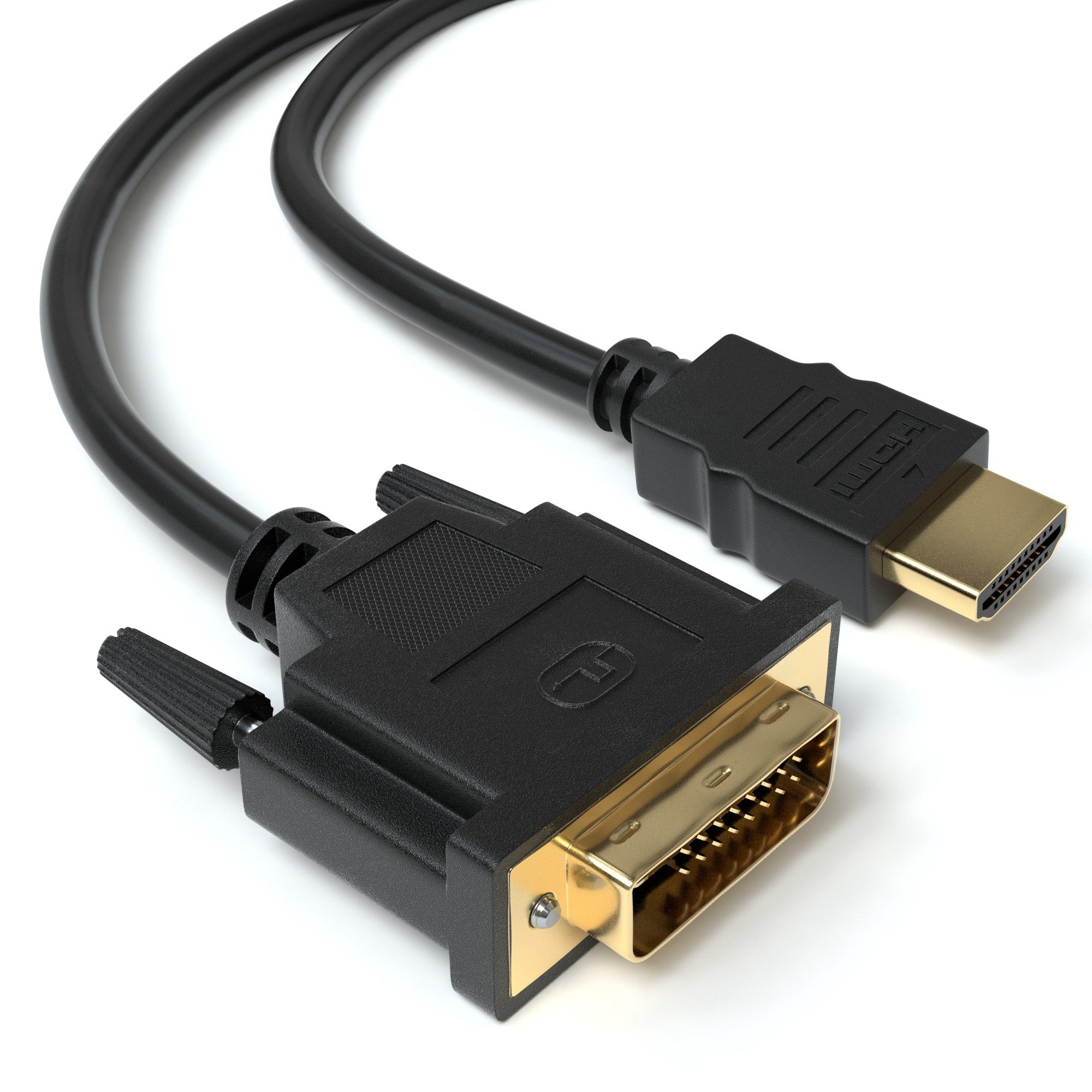 JAMEGA HDMI auf DVI 24+1 Kabel High Speed FULL HD 1080p Meter PC Monitor HDMI-Kabel, DVI-D Stecker, HDMI Stecker, (200 cm)