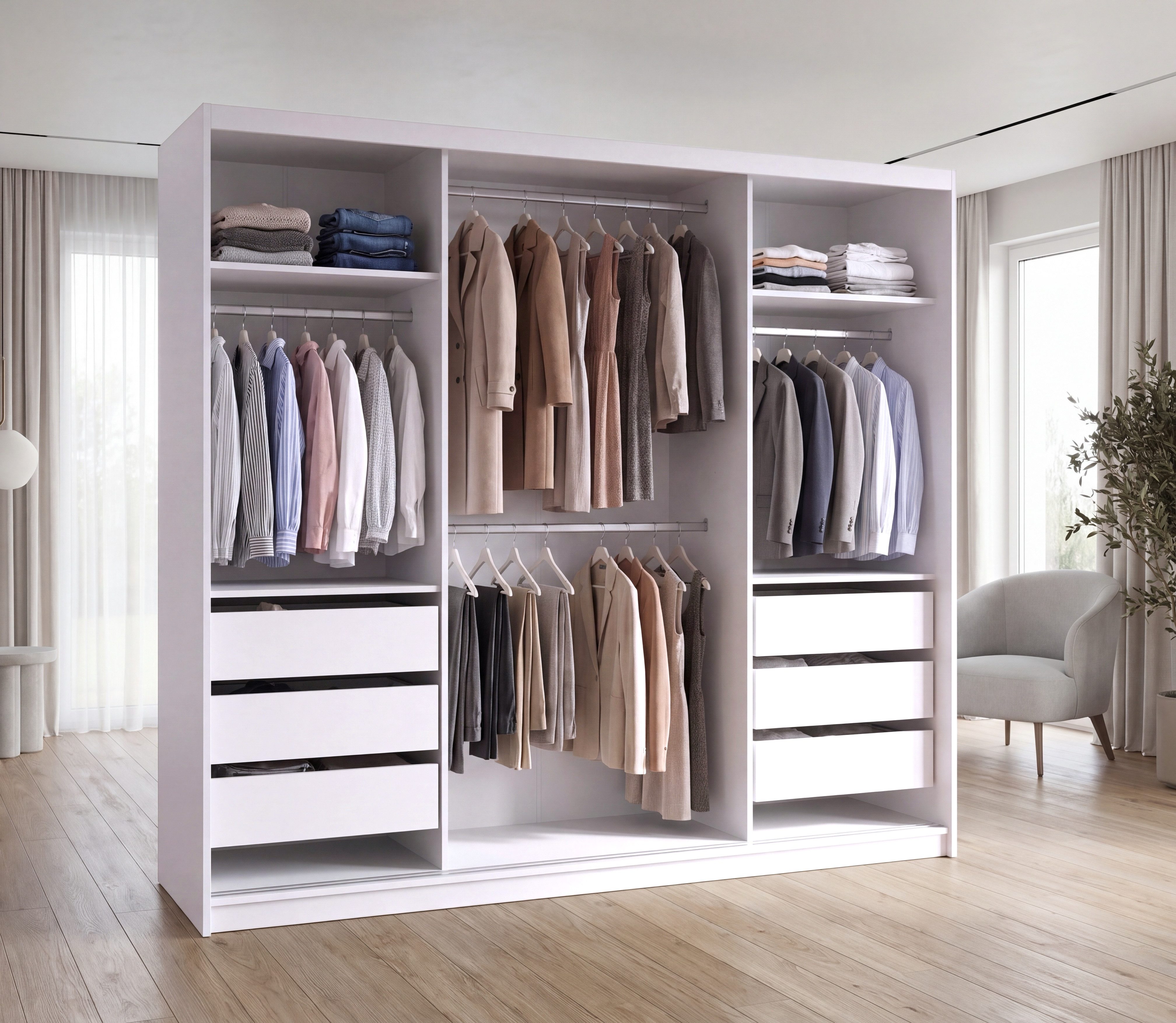 A&J MöbelLand GmbH Schiebetürenschrank TOP Moderner 3-türiger Kleiderschrank mit Spiegel (TOP ANGEBOT! Geräumiger Schrank mit einer Breite von 200 cm ideal zur  – Bild 5 von 5