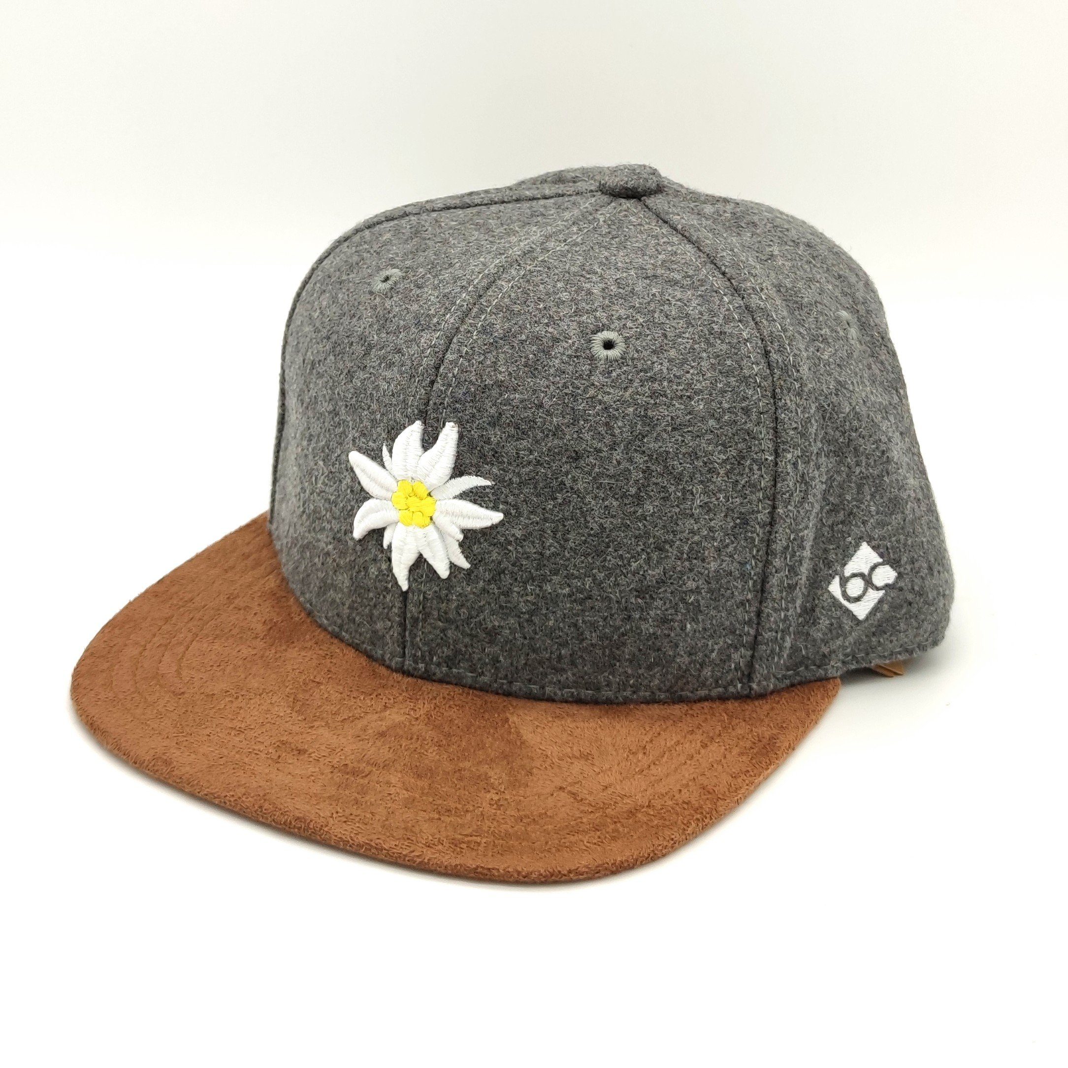 Bavarian Caps Baseball Cap Edelweiß 'Wildleder Snapback anthrazit / braun