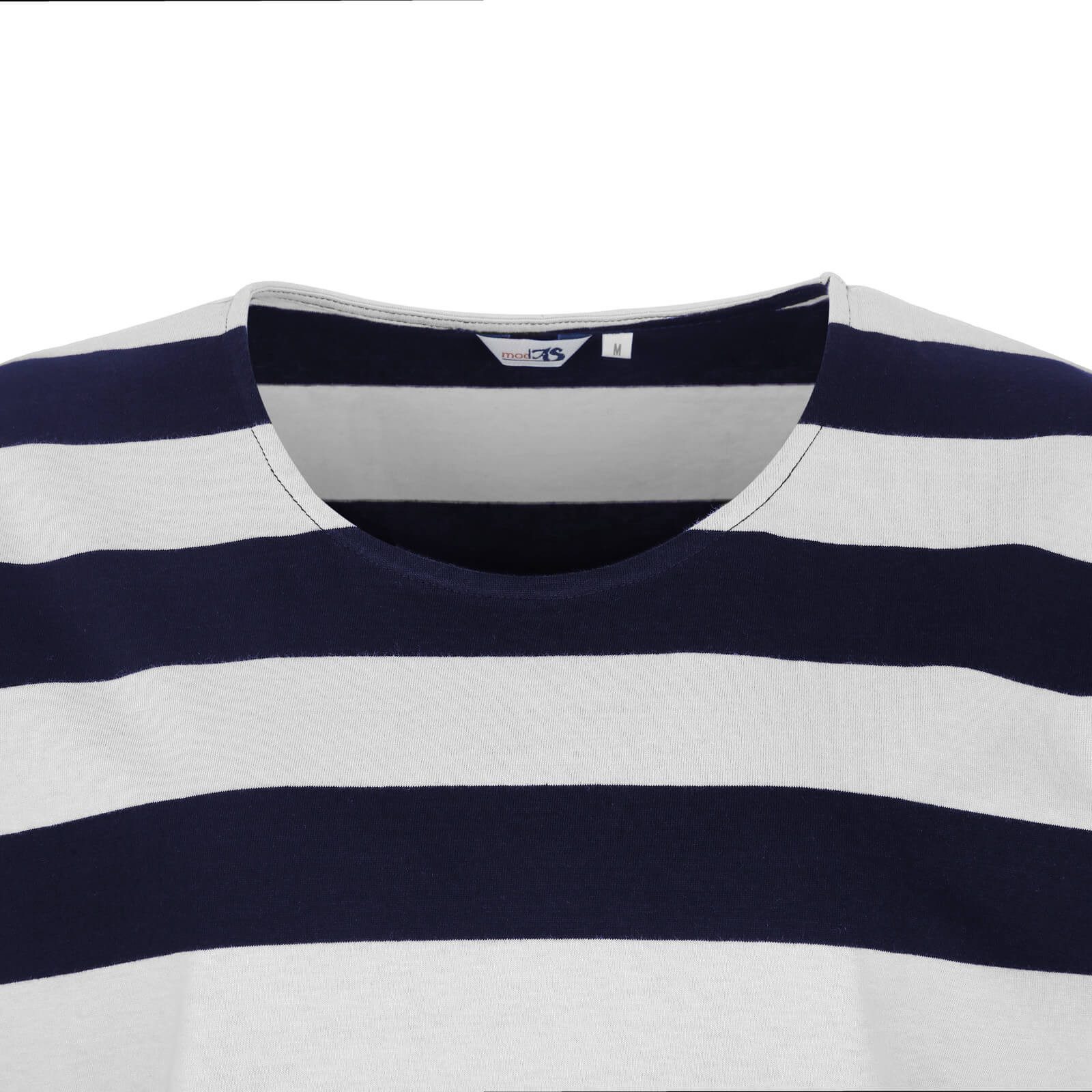 modAS T-Shirt 46114 Damen Kurzarm-Shirt Blockstreifen - Streifenshirt runder Ausschnitt