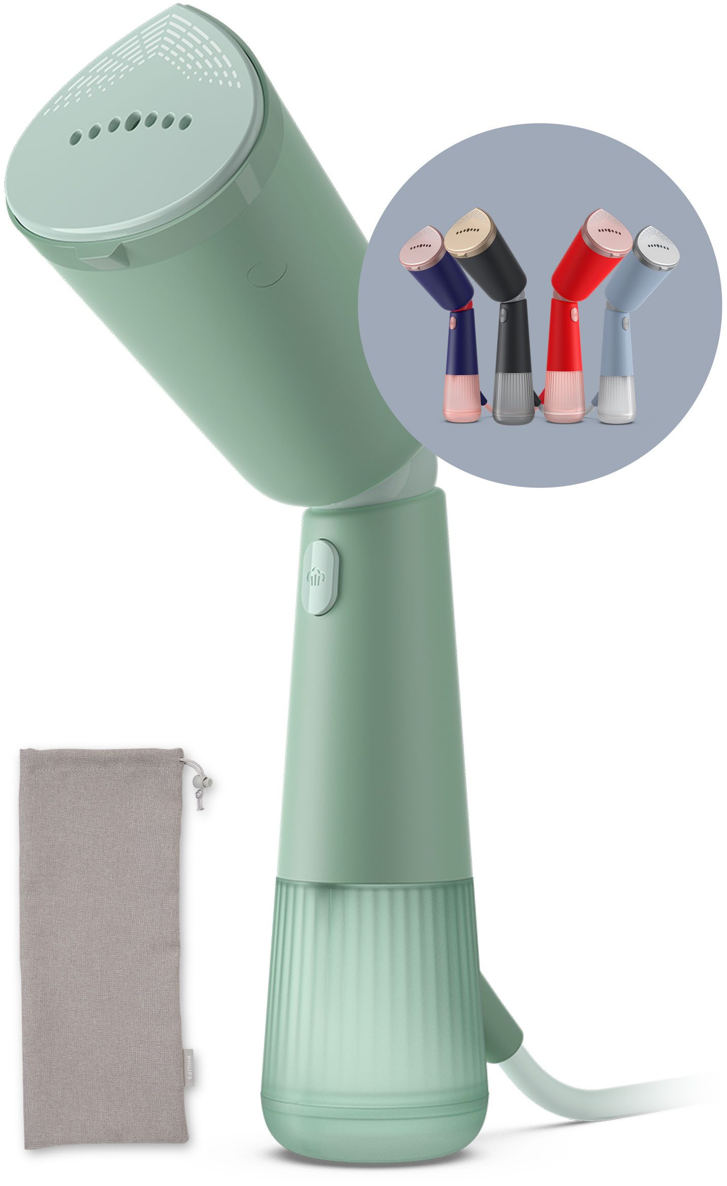 Philips Dampfbürste STH5010/70 "Styler", 120 ml abnehmbarer Wassertank, 1400 W, Steamer im schlanken Design, Aufbewahrungstasche inkl.